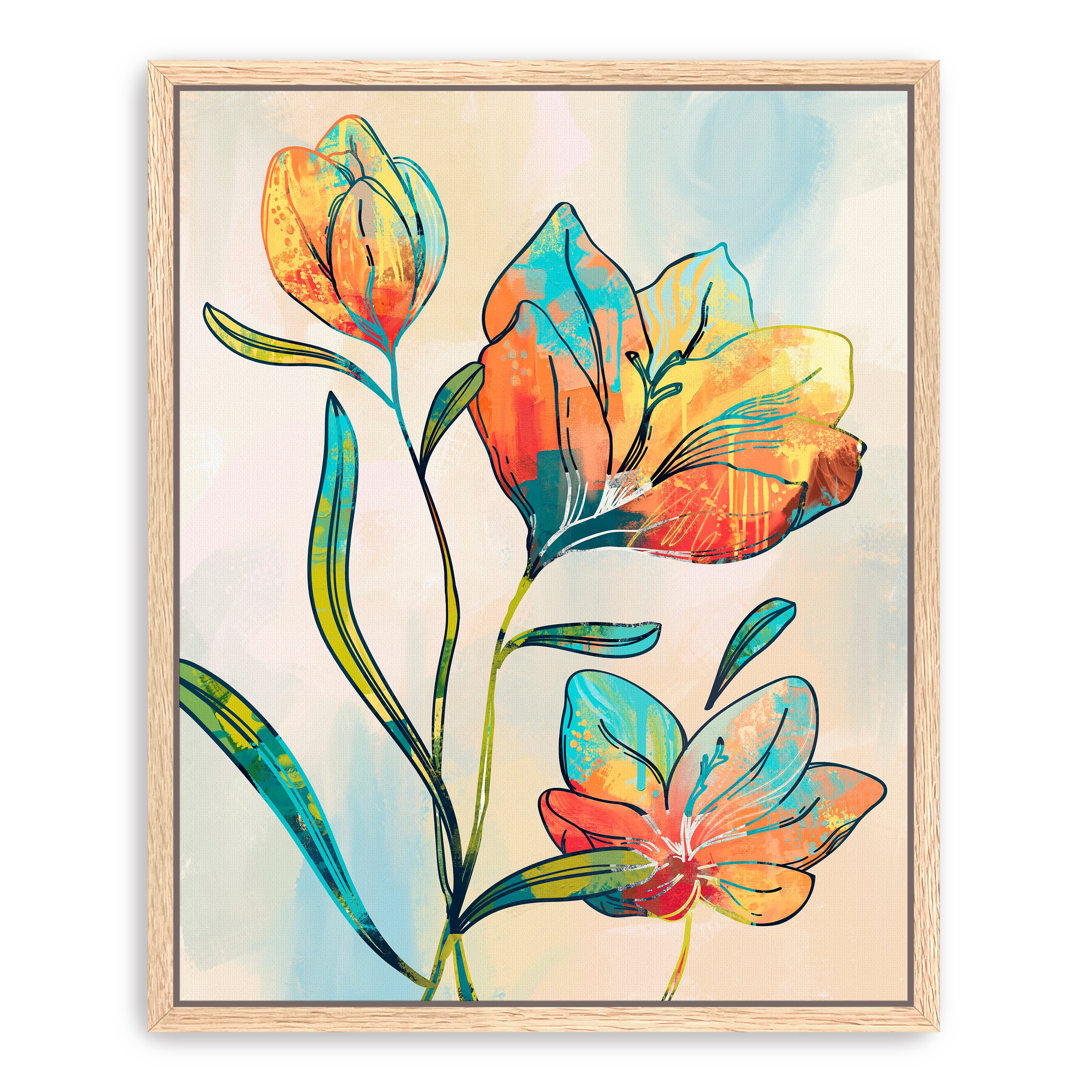 Abstract Graffiti Flowers Canvas Giclee Wall Art