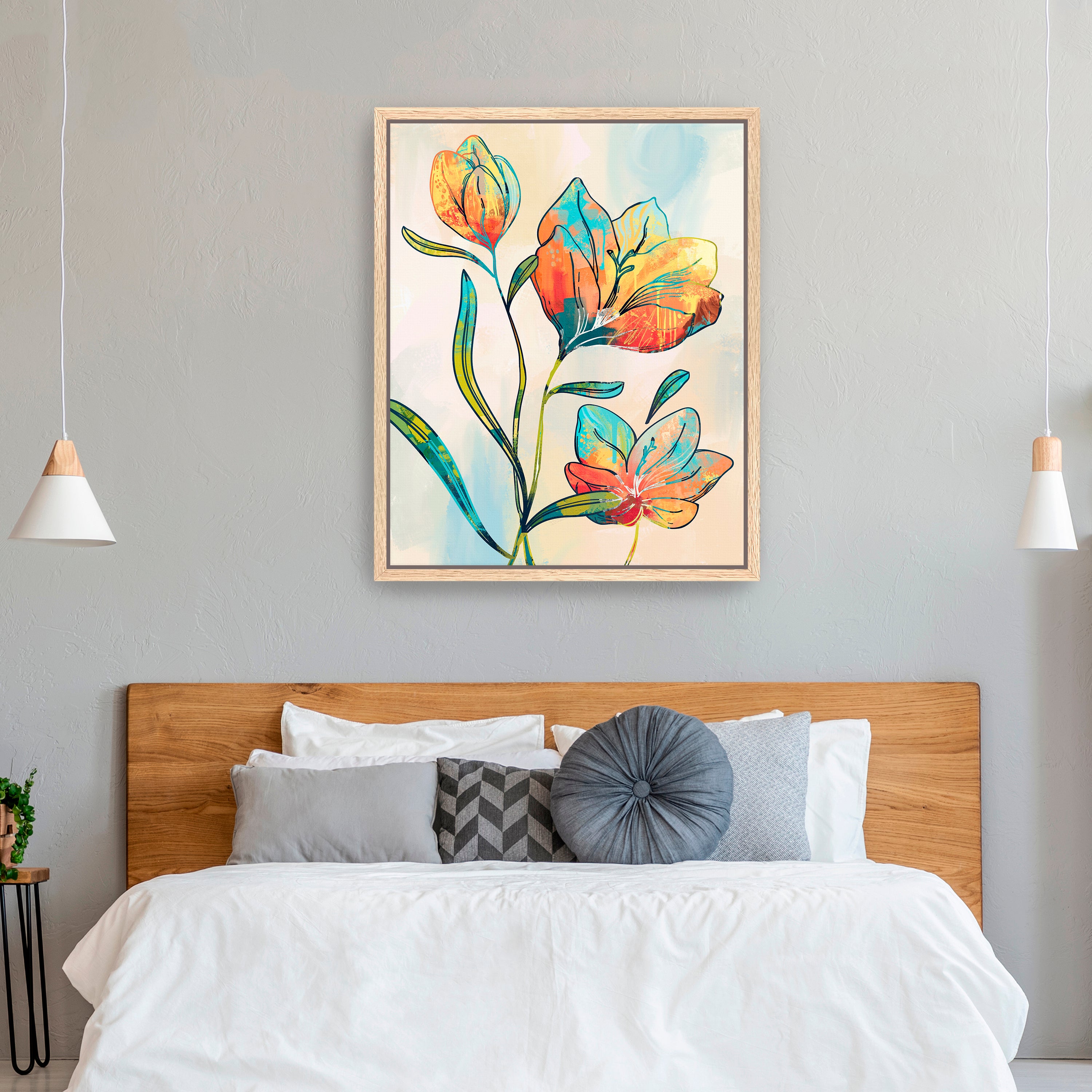 Abstract Graffiti Flowers Canvas Giclee Wall Art