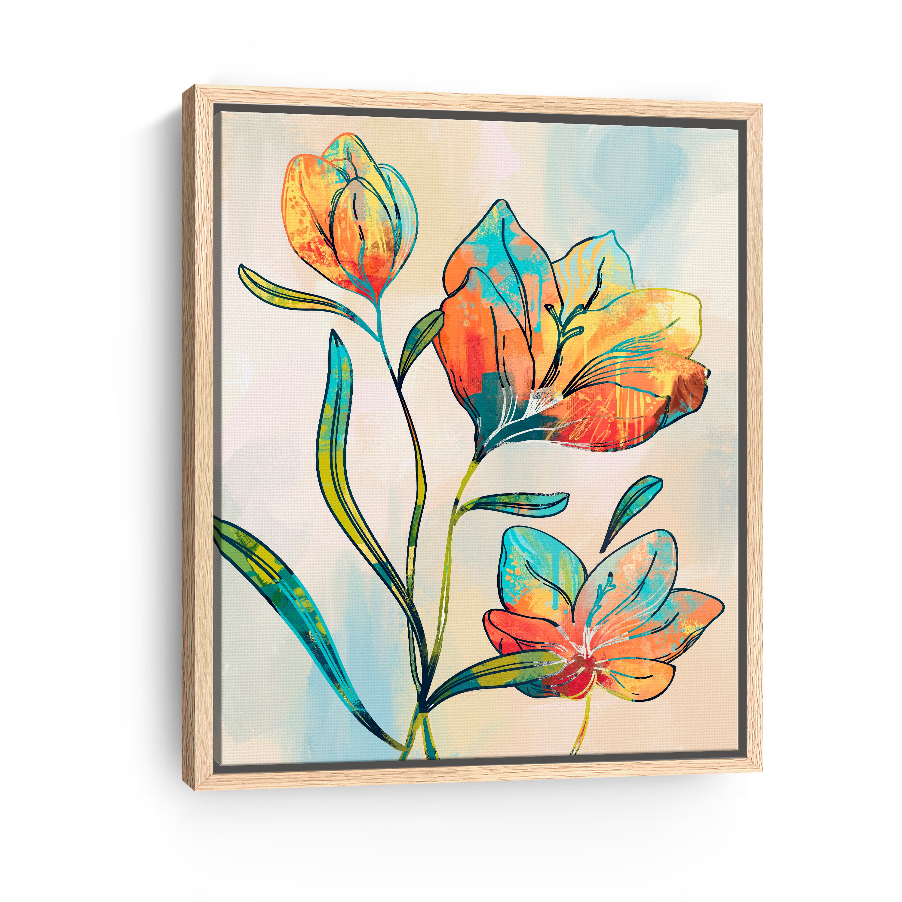 Abstract Graffiti Flowers Canvas Giclee Wall Art