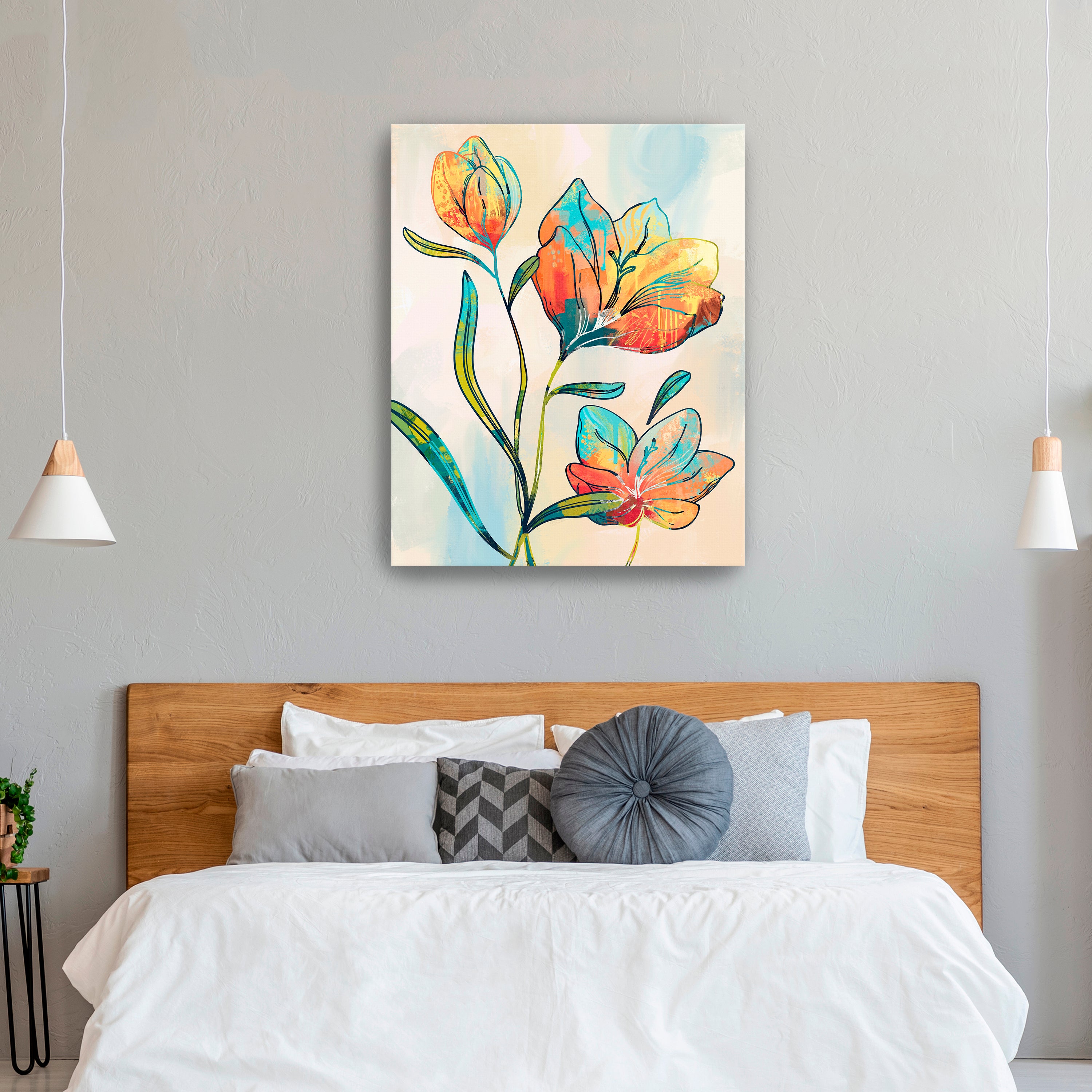 Abstract Graffiti Flowers Canvas Giclee Wall Art