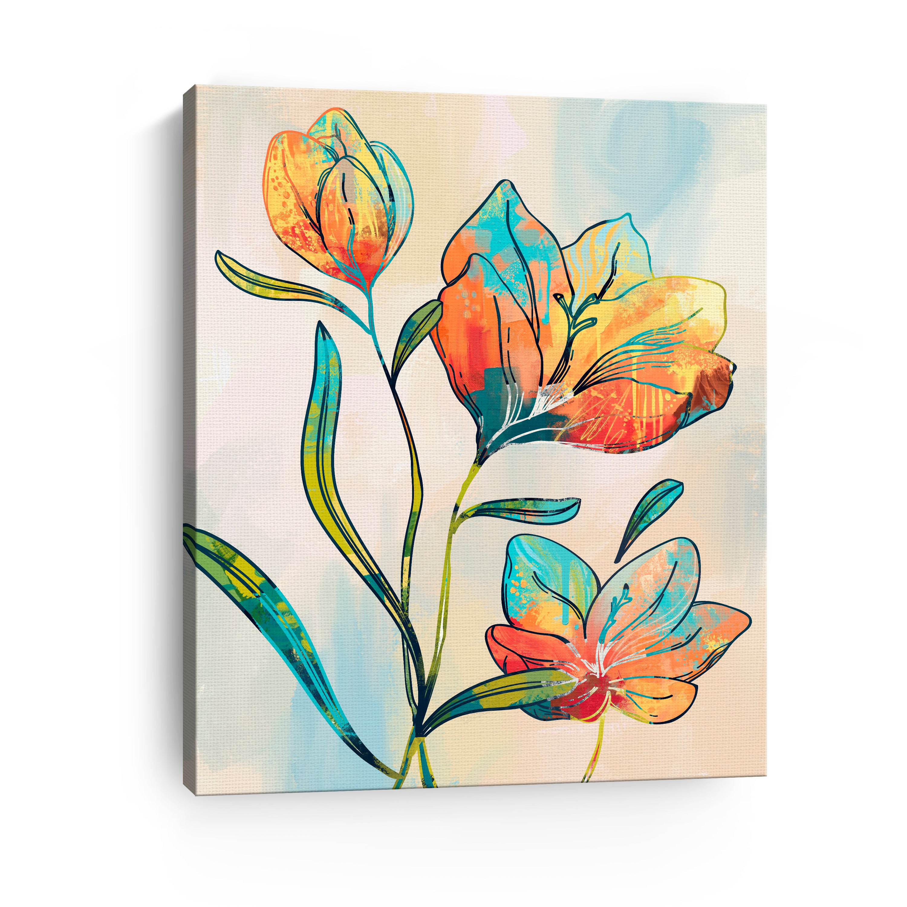 Abstract Graffiti Flowers Canvas Giclee Wall Art - Thumbnail 5