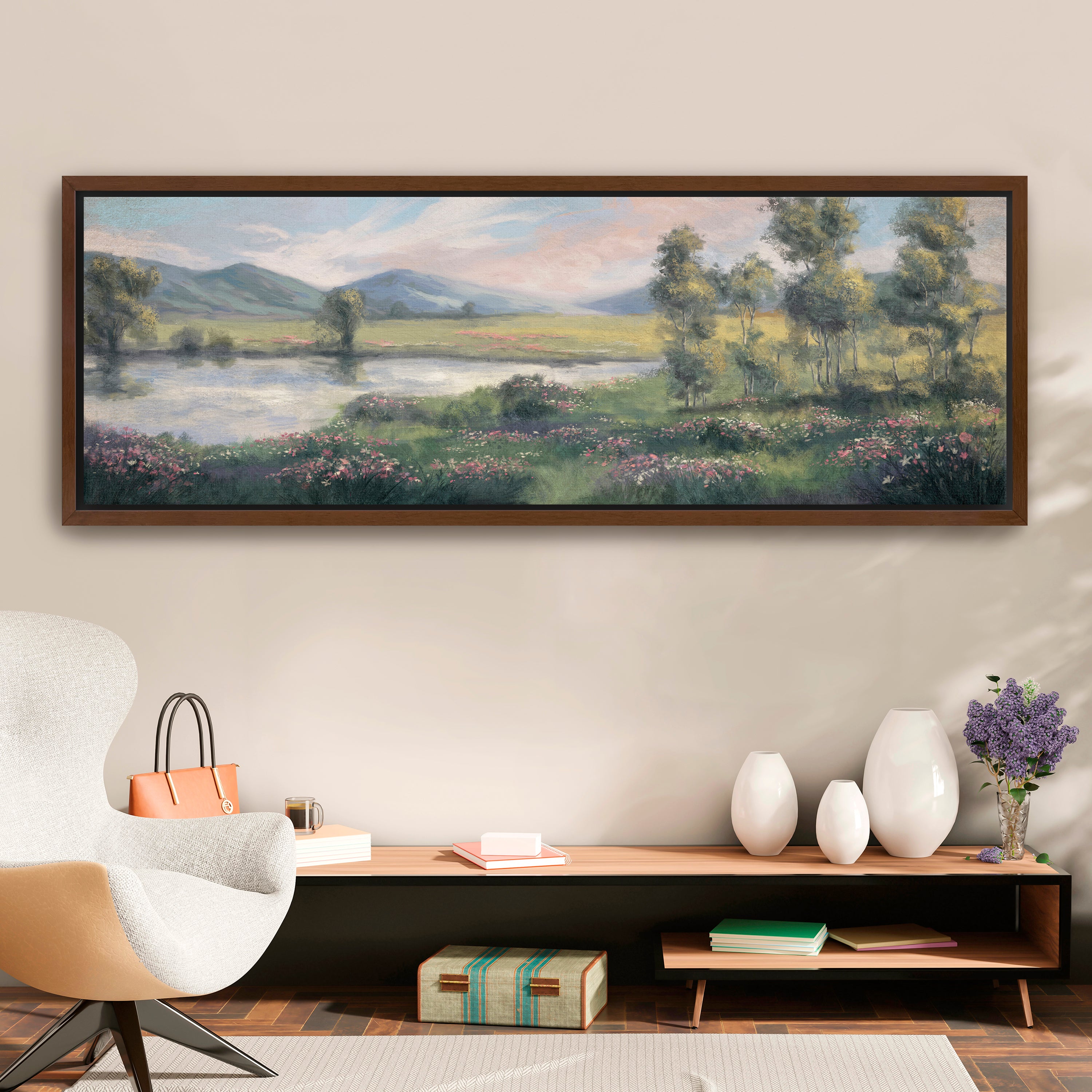 Panorama Of Green Field Canvas Giclee