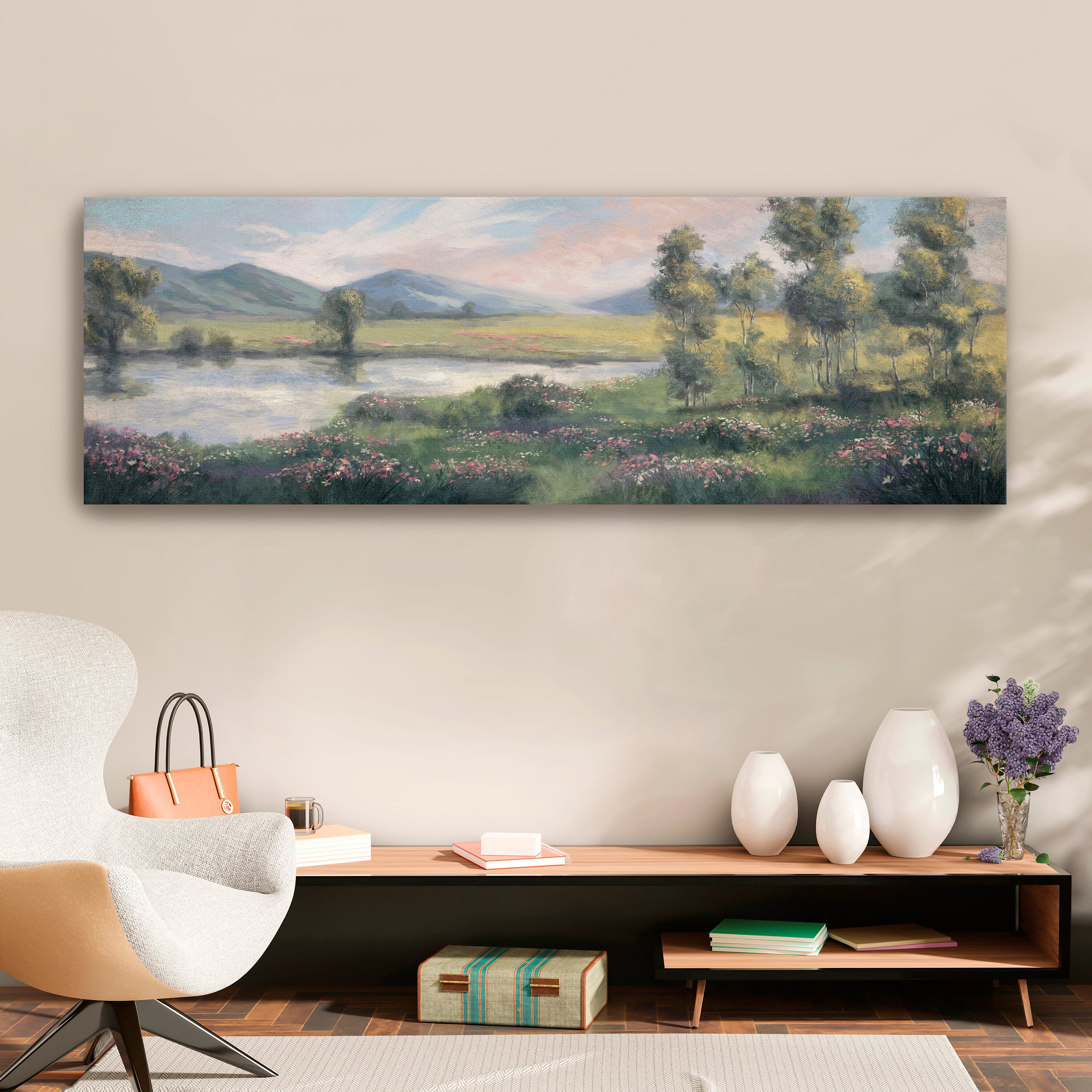Panorama Of Green Field Canvas Giclee