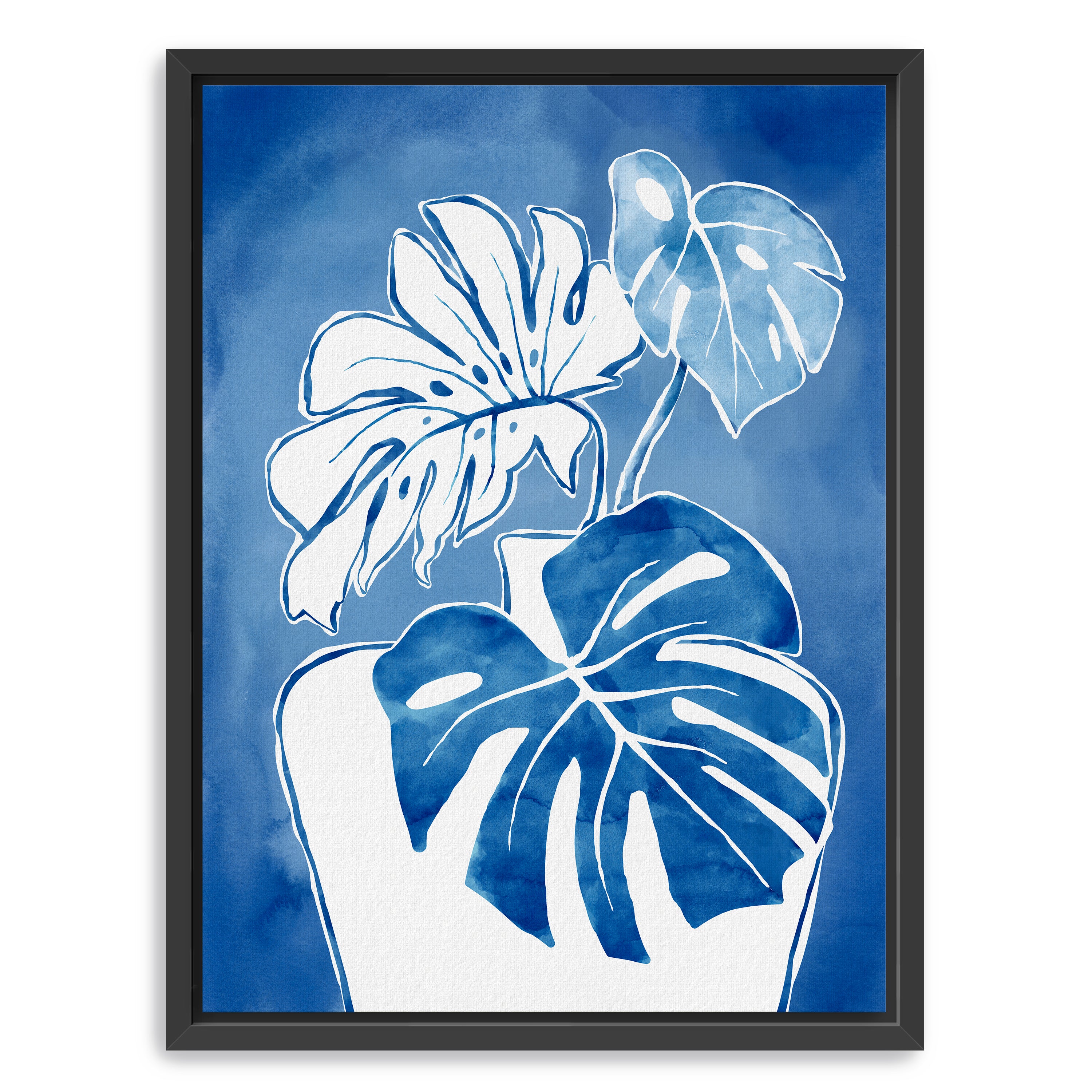 Blue Monstera Canvas Giclee
