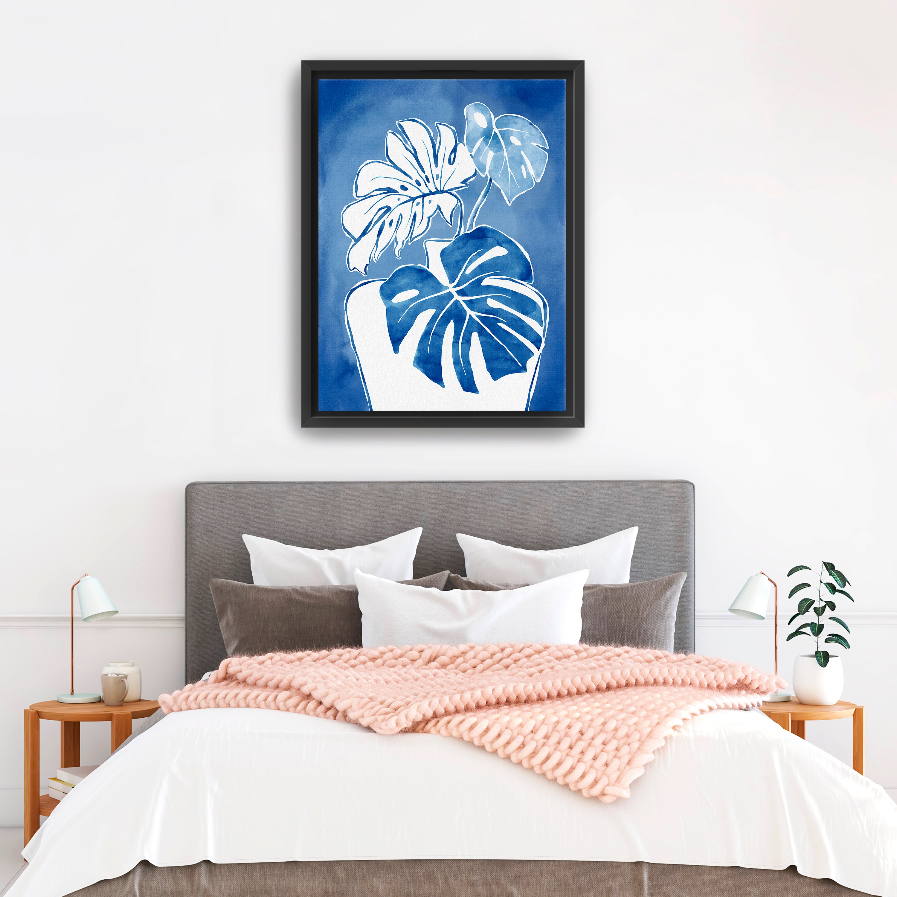Blue Monstera Canvas Giclee