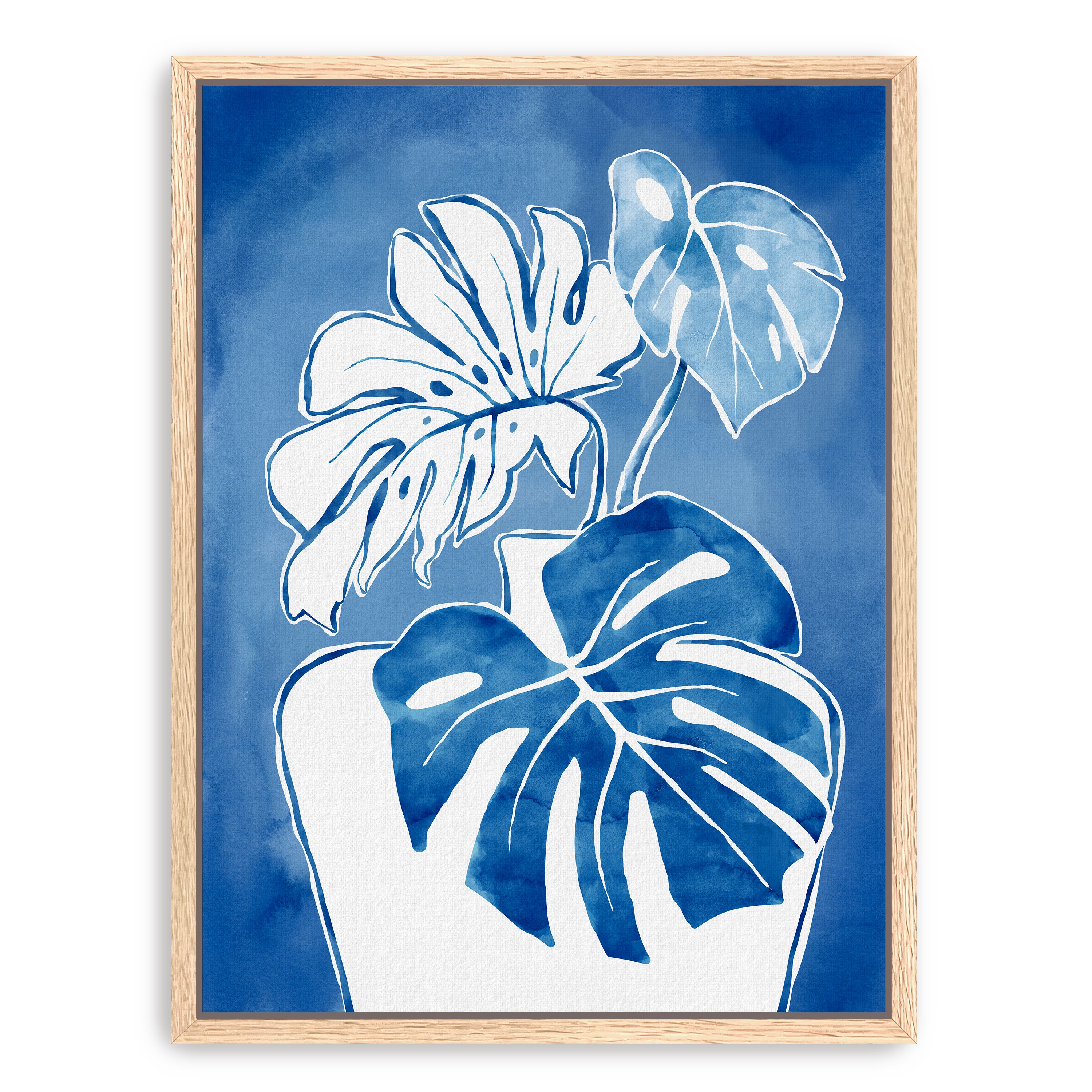 Blue Monstera Canvas Giclee