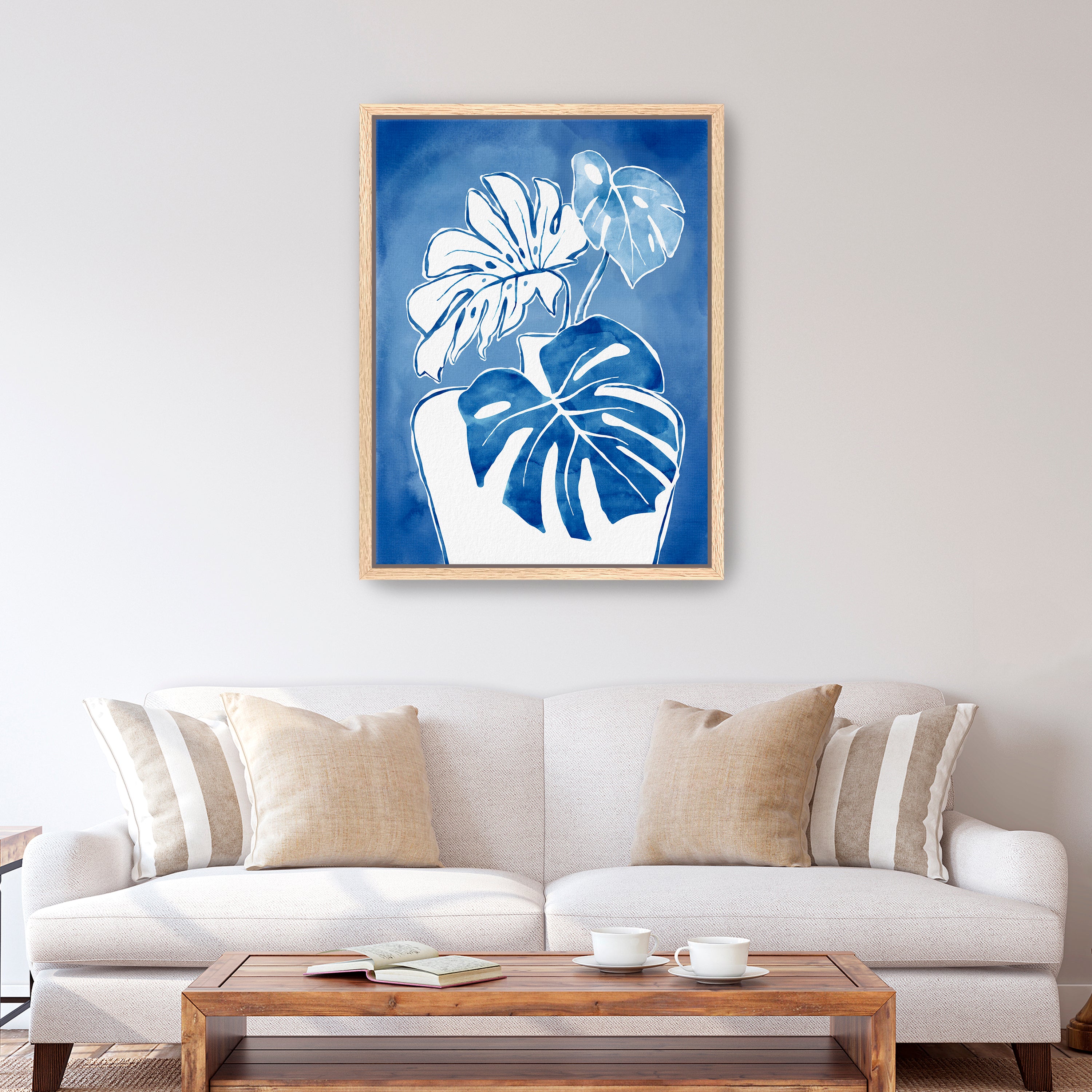 Blue Monstera Canvas Giclee
