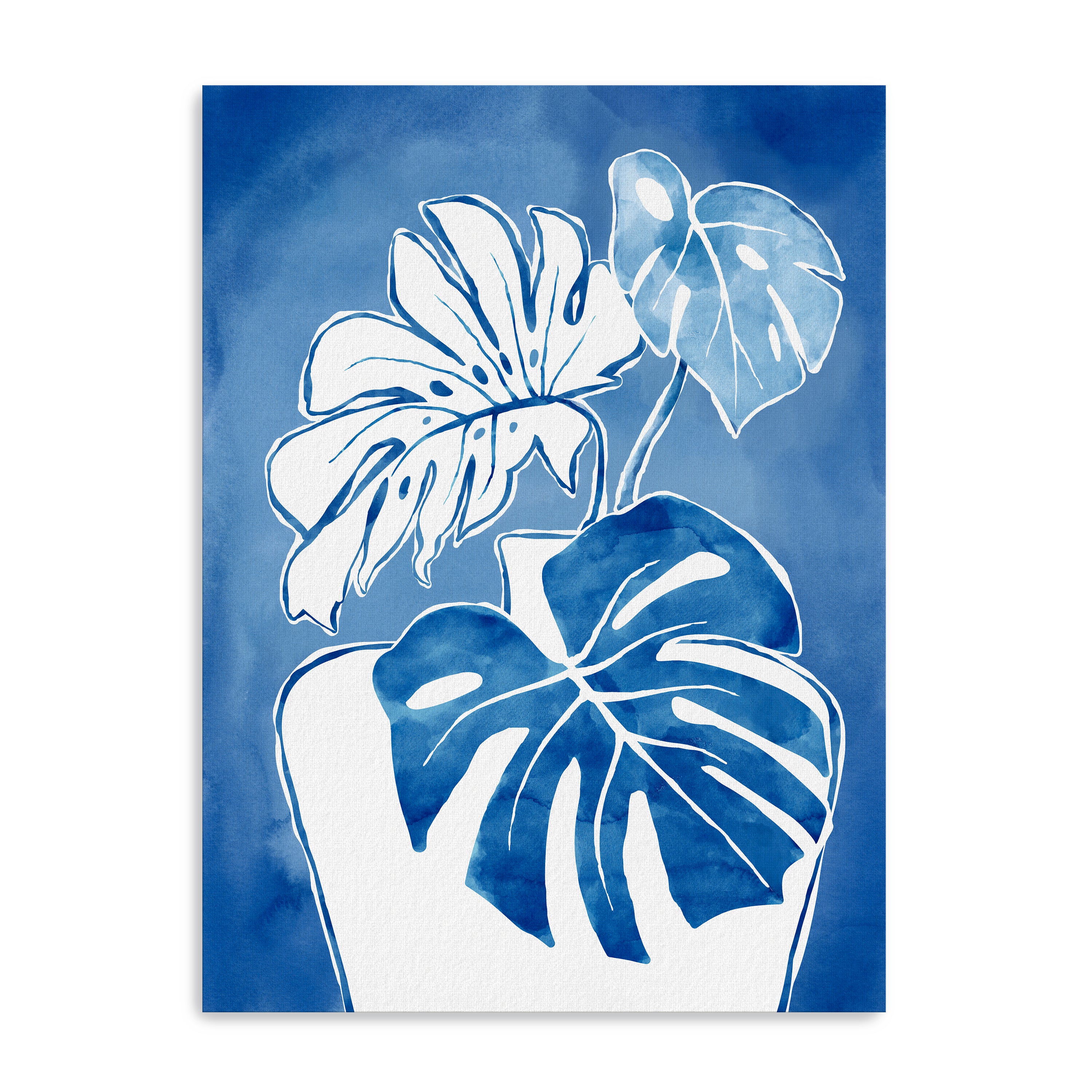Blue Monstera Canvas Giclee