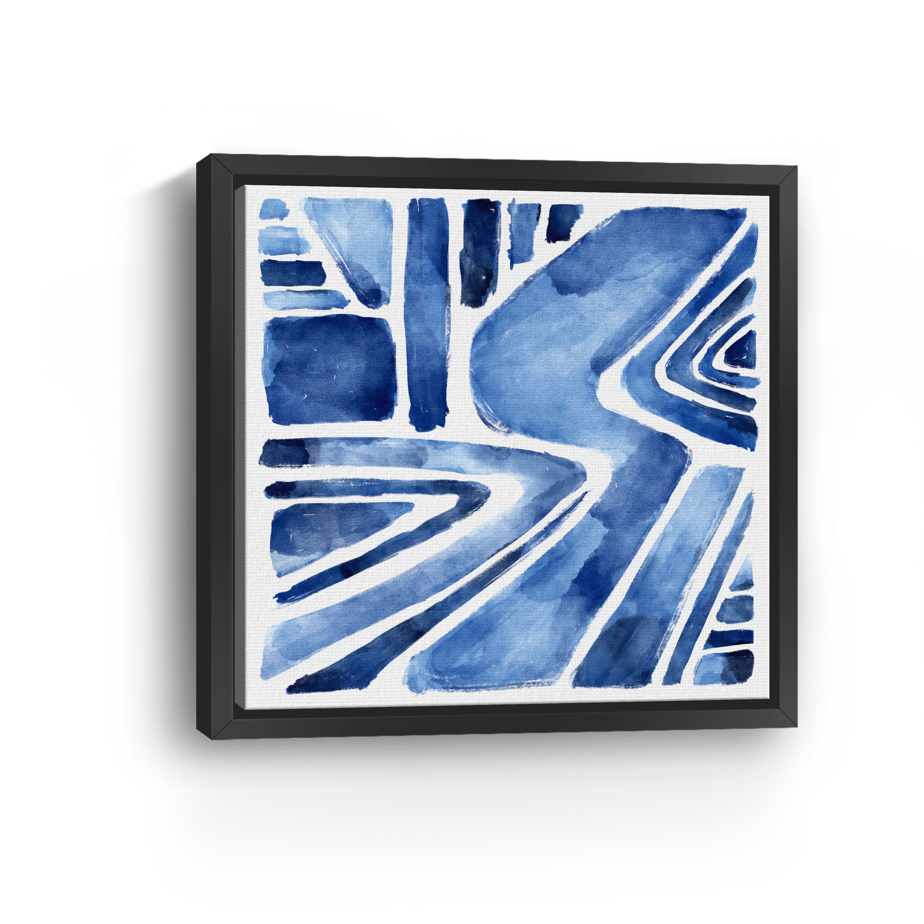 Blue Abstract Geometric Canvas Giclee