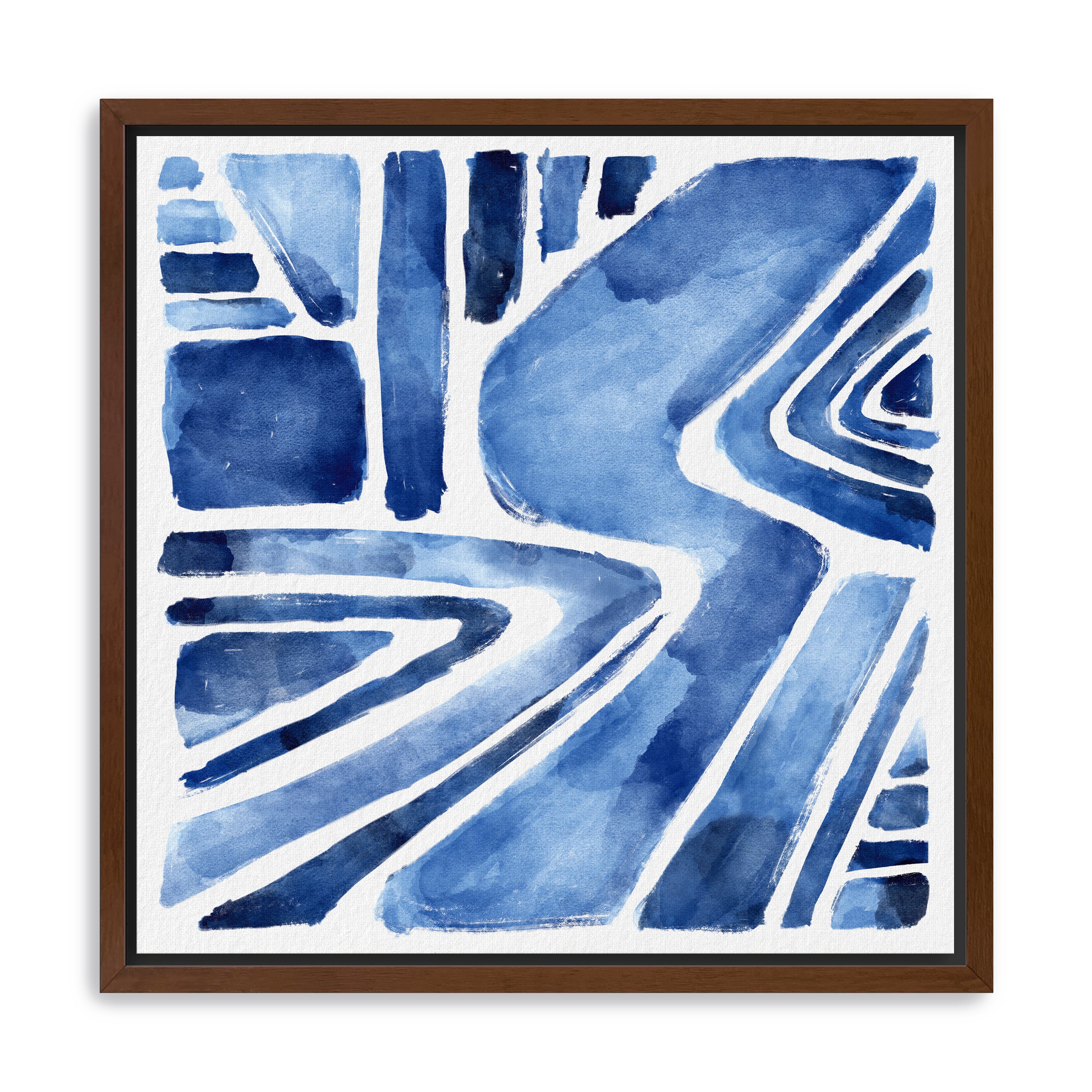 Blue Abstract Geometric Canvas Giclee