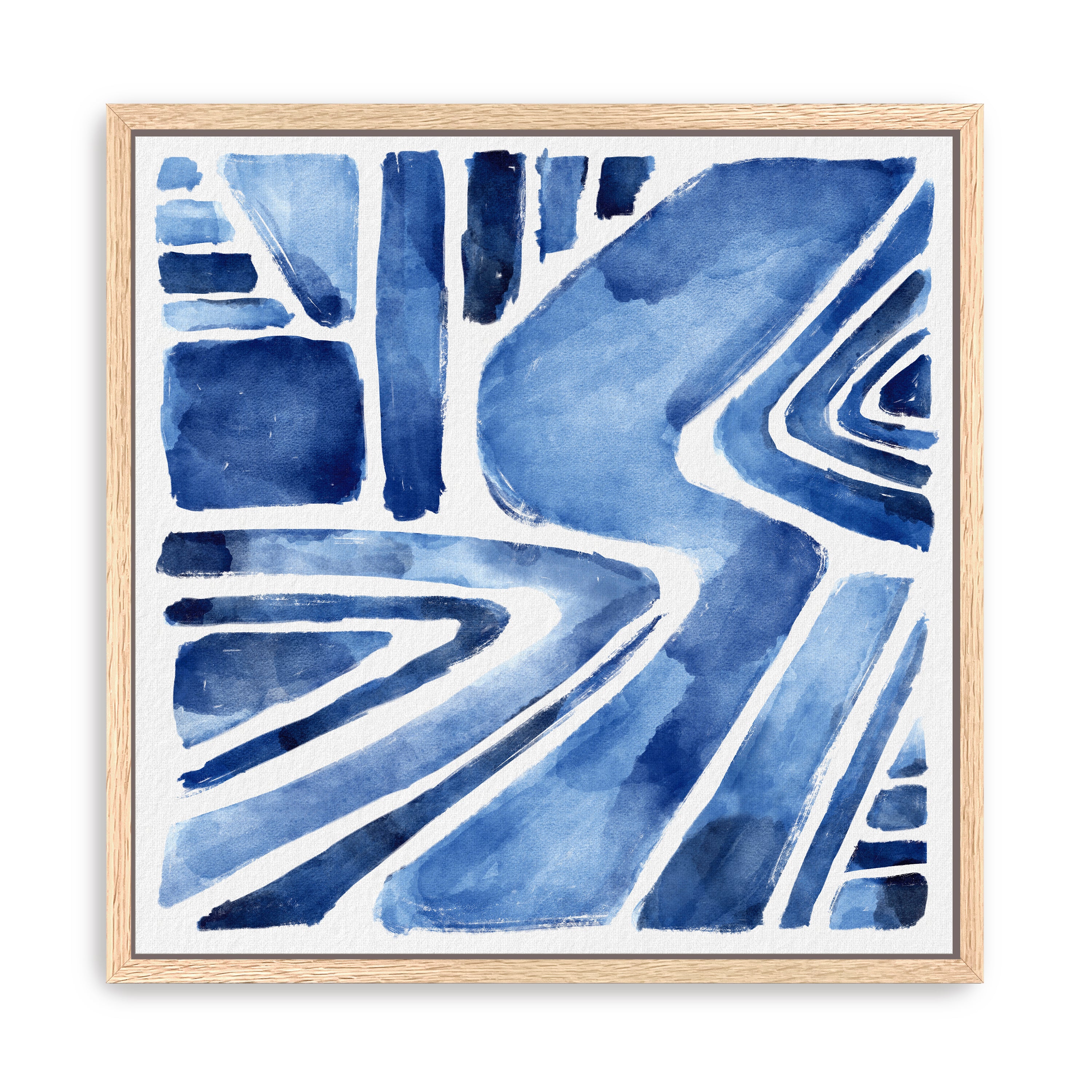 Blue Abstract Geometric Canvas Giclee
