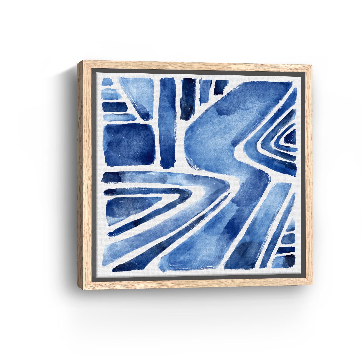 Blue Abstract Geometric Canvas Giclee