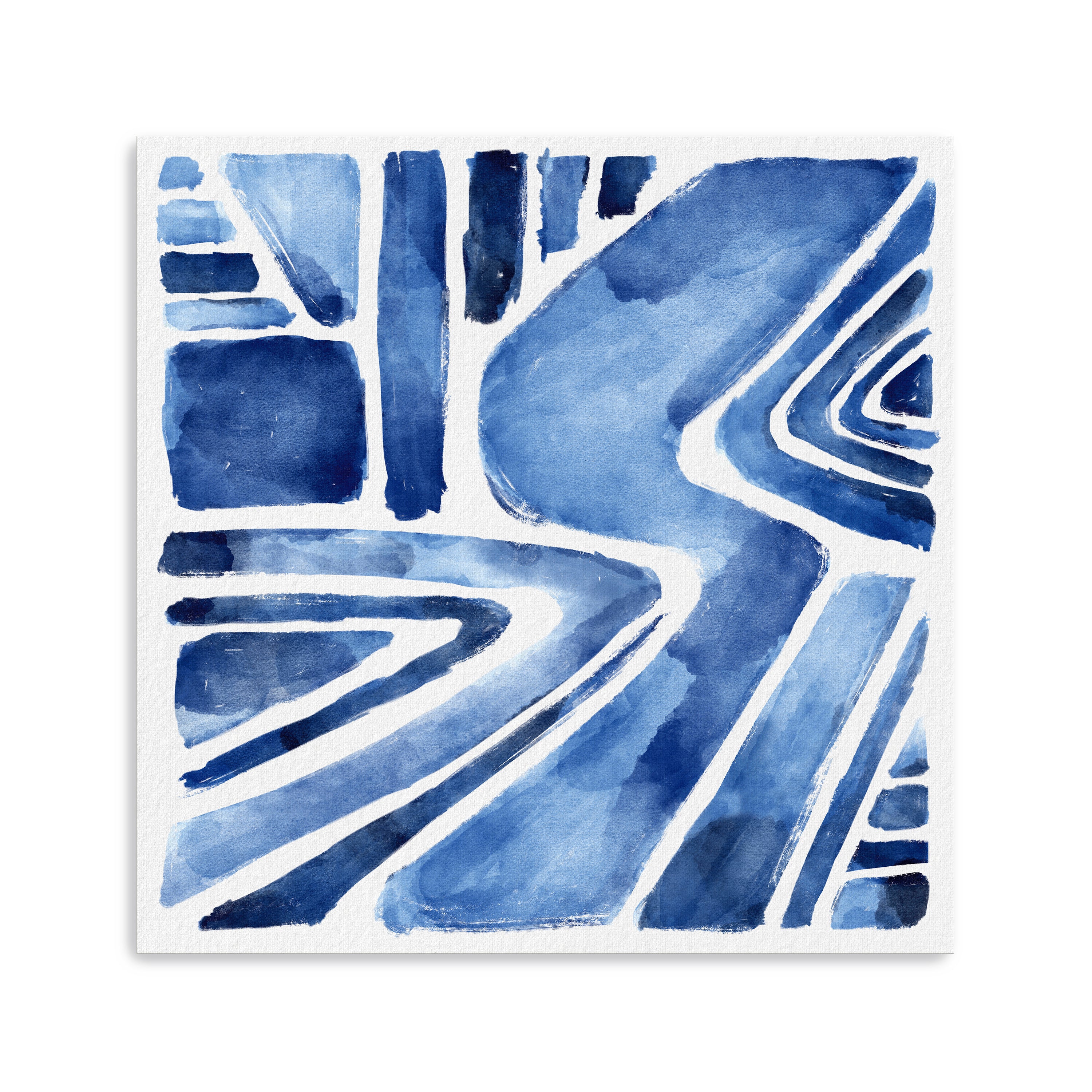 Blue Abstract Geometric Canvas Giclee