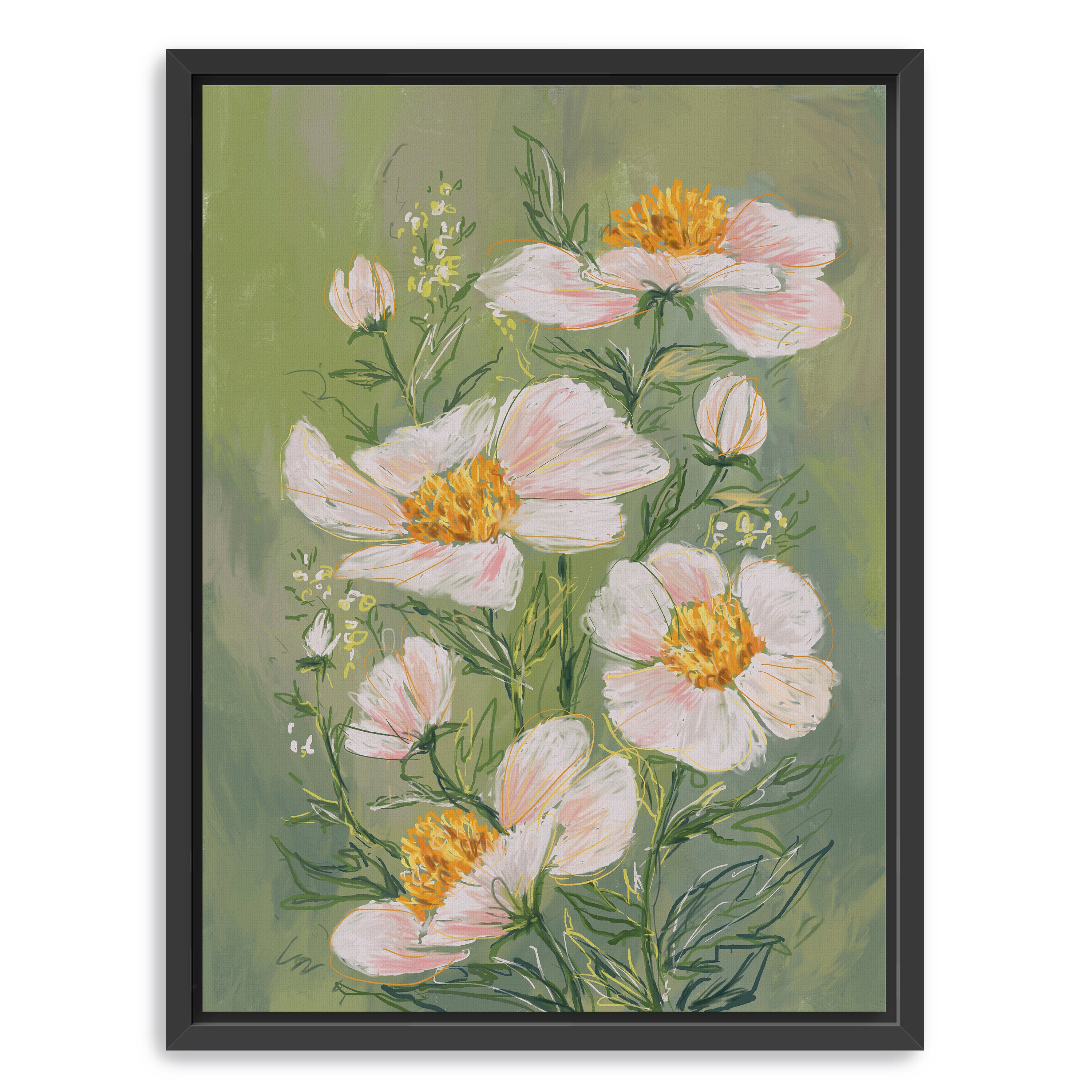 Idyllic Canvas Giclee, Green and Pink