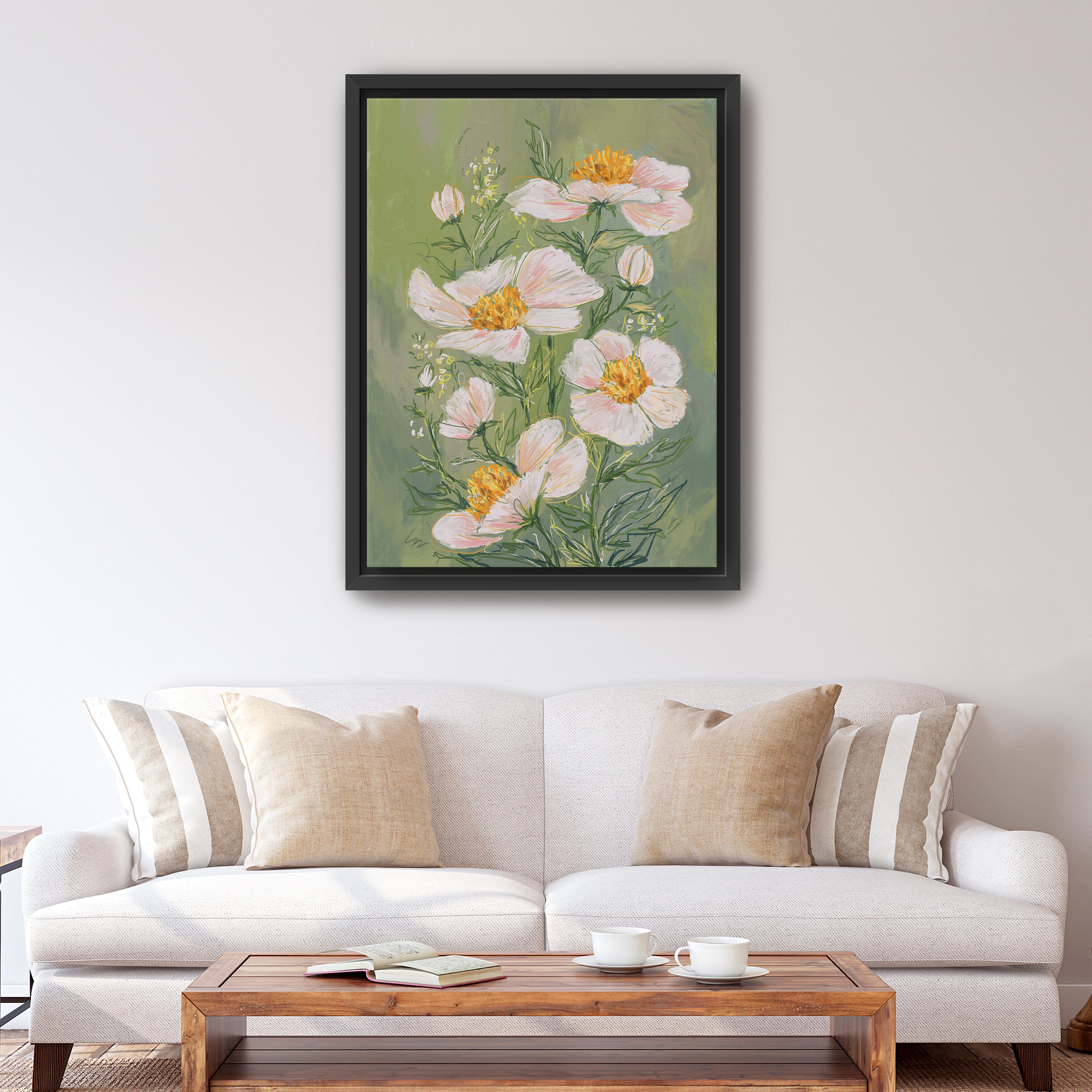 Idyllic Canvas Giclee, Green and Pink