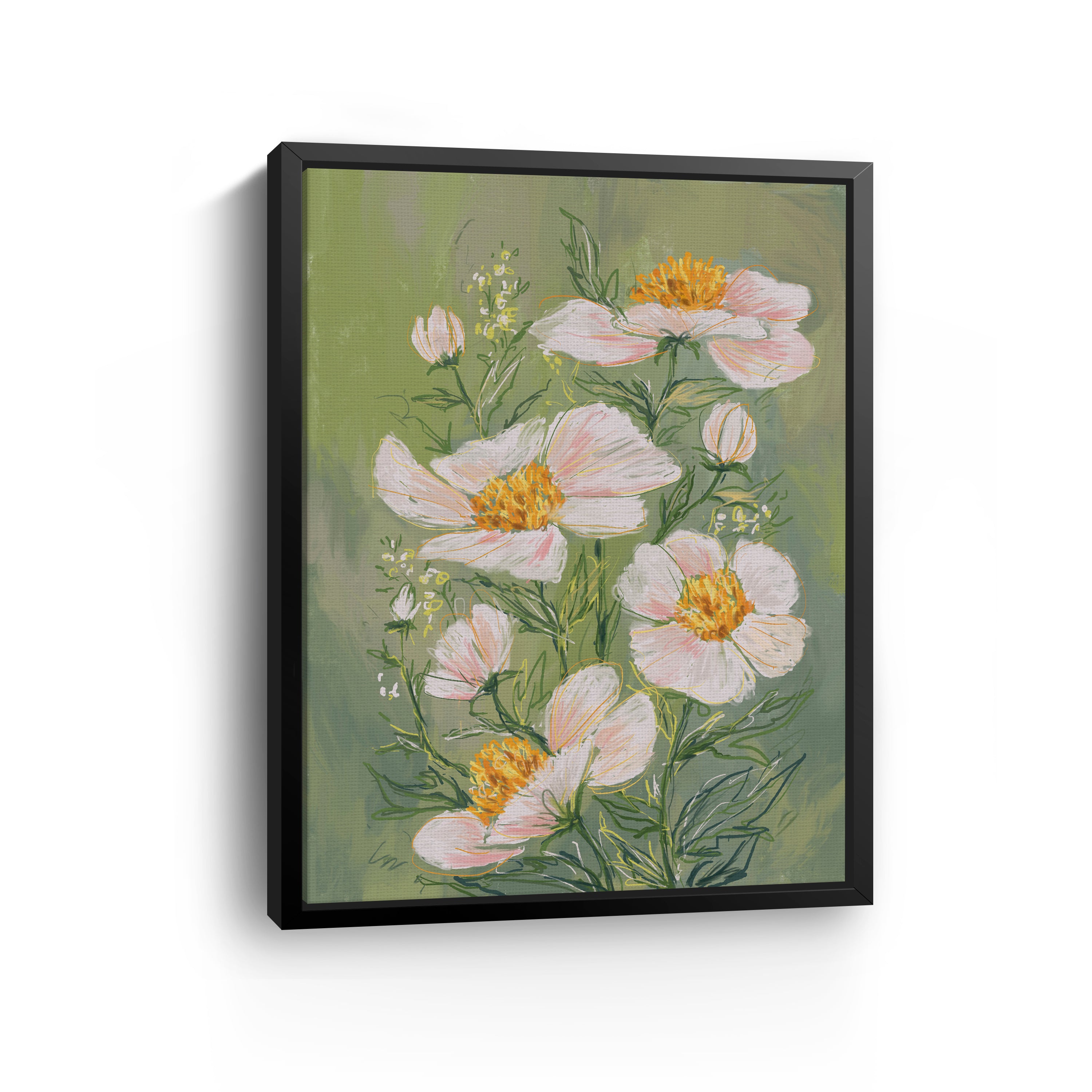 Idyllic Canvas Giclee, Green and Pink