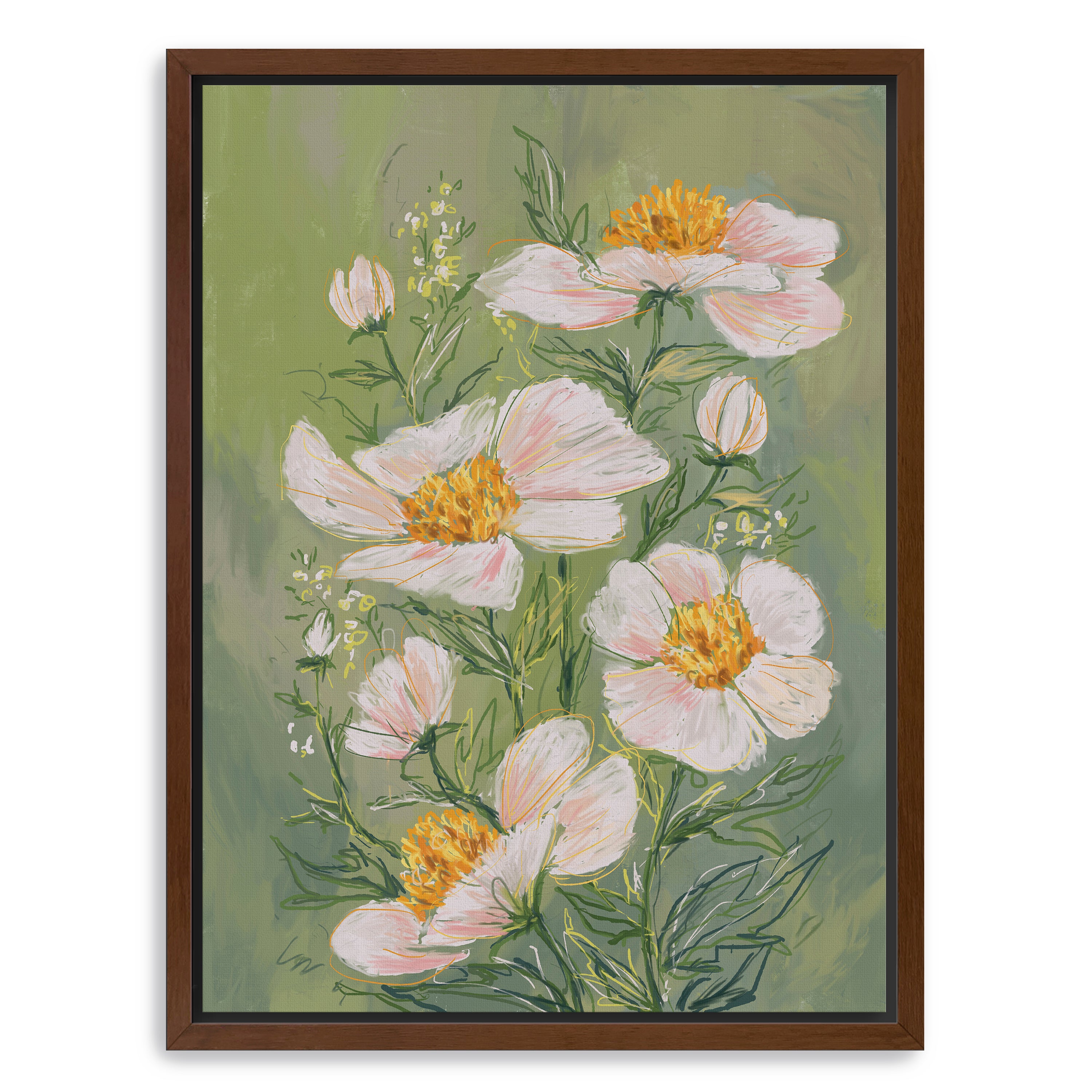 Idyllic Canvas Giclee, Green and Pink