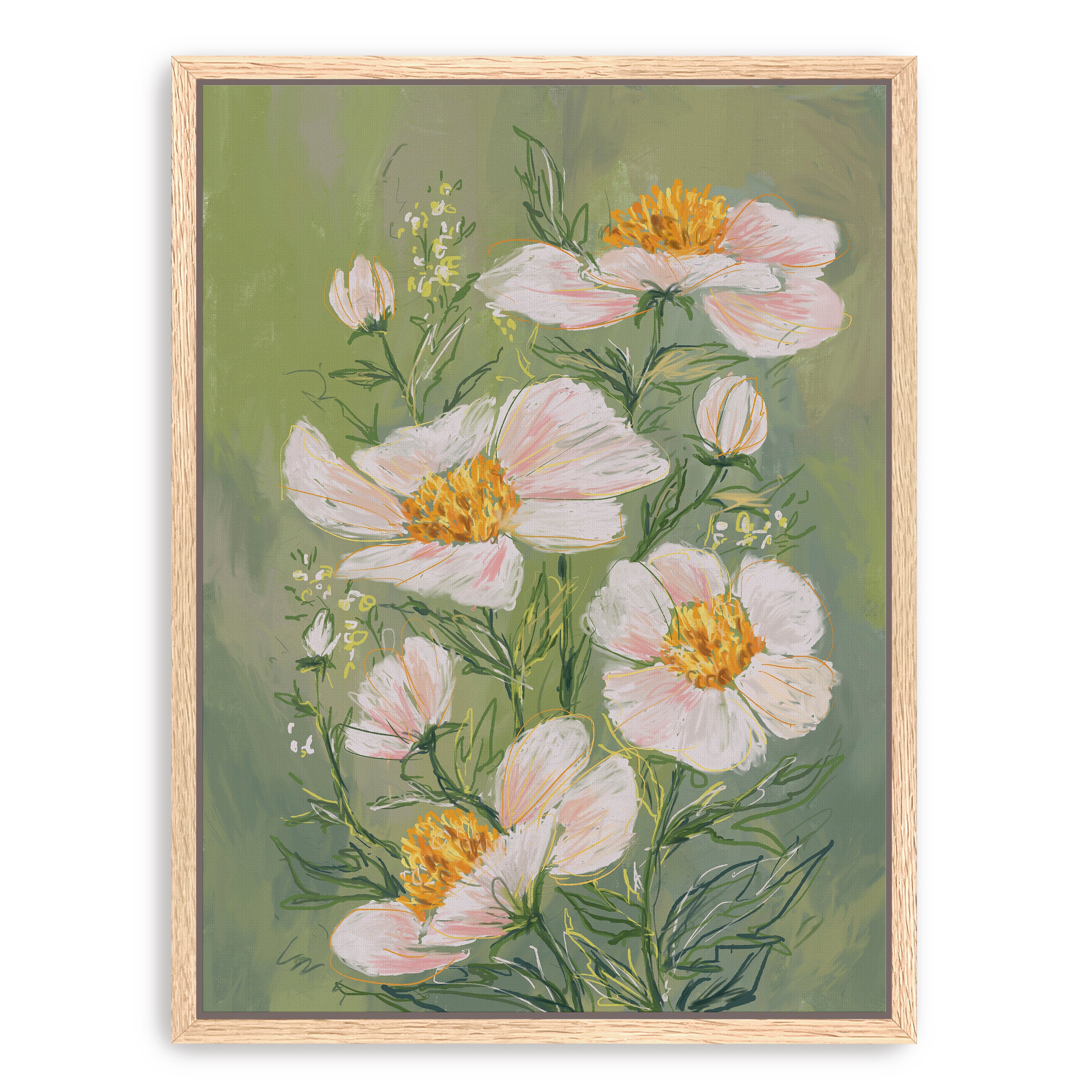 Idyllic Canvas Giclee, Green and Pink