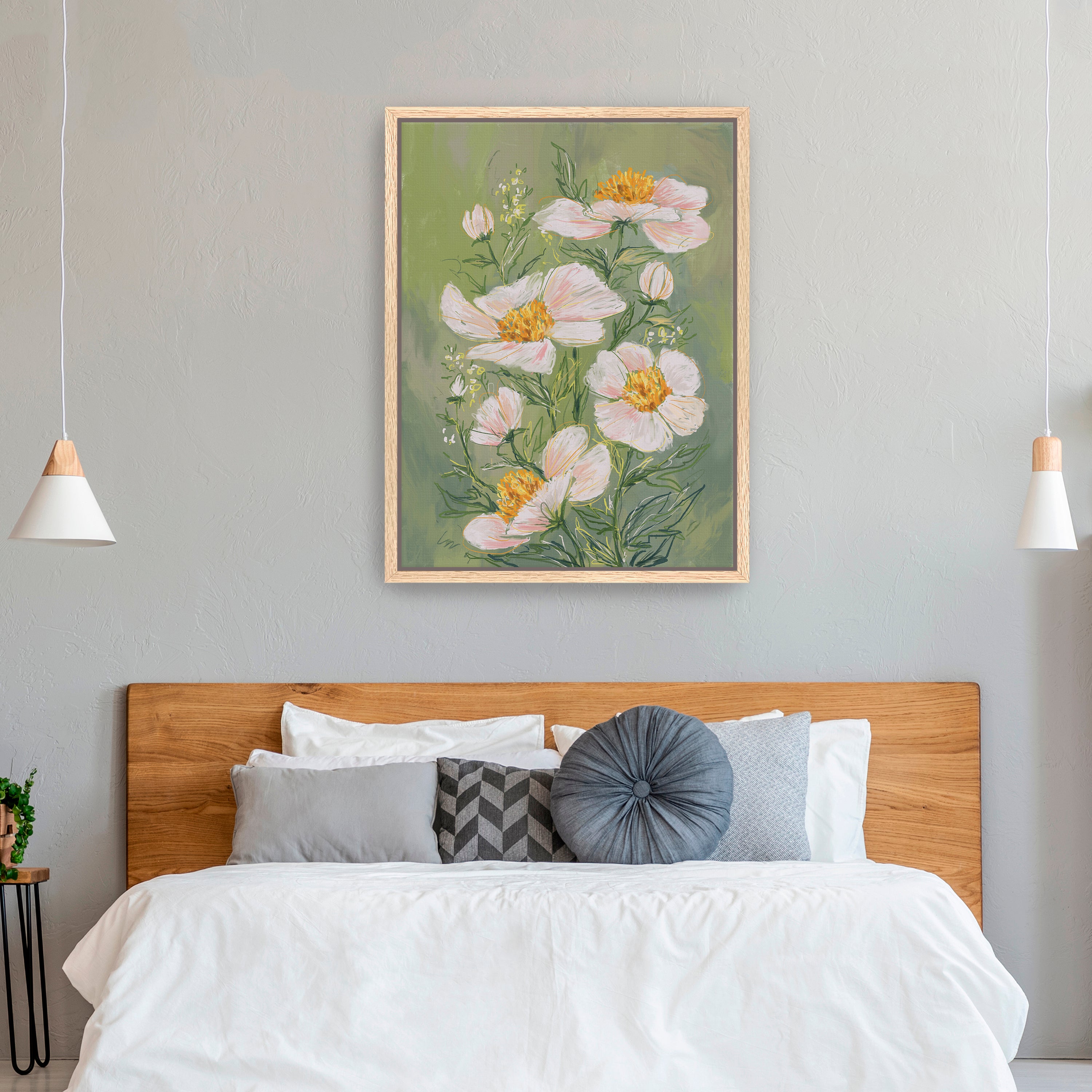 Idyllic Canvas Giclee, Green and Pink