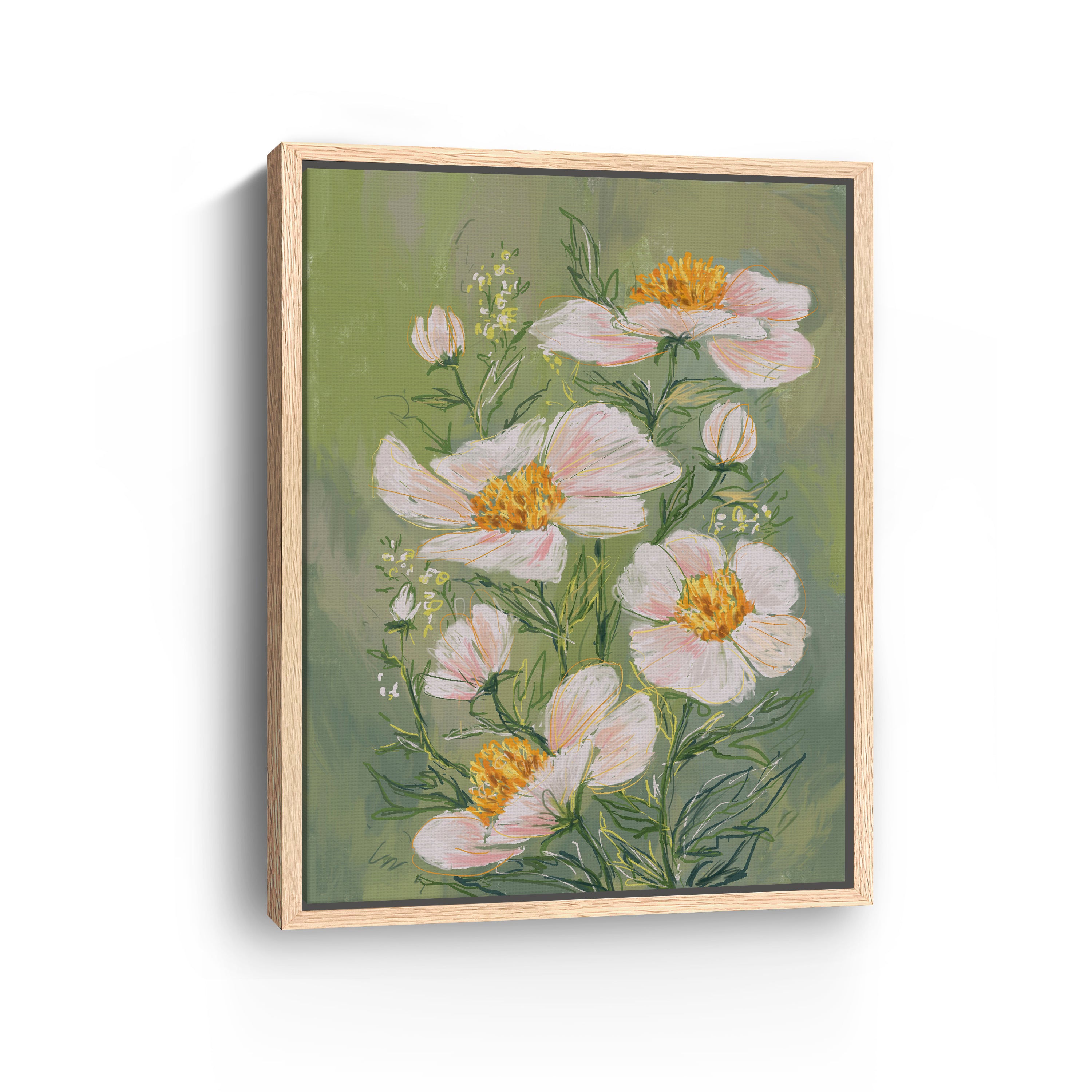 Idyllic Canvas Giclee, Green and Pink