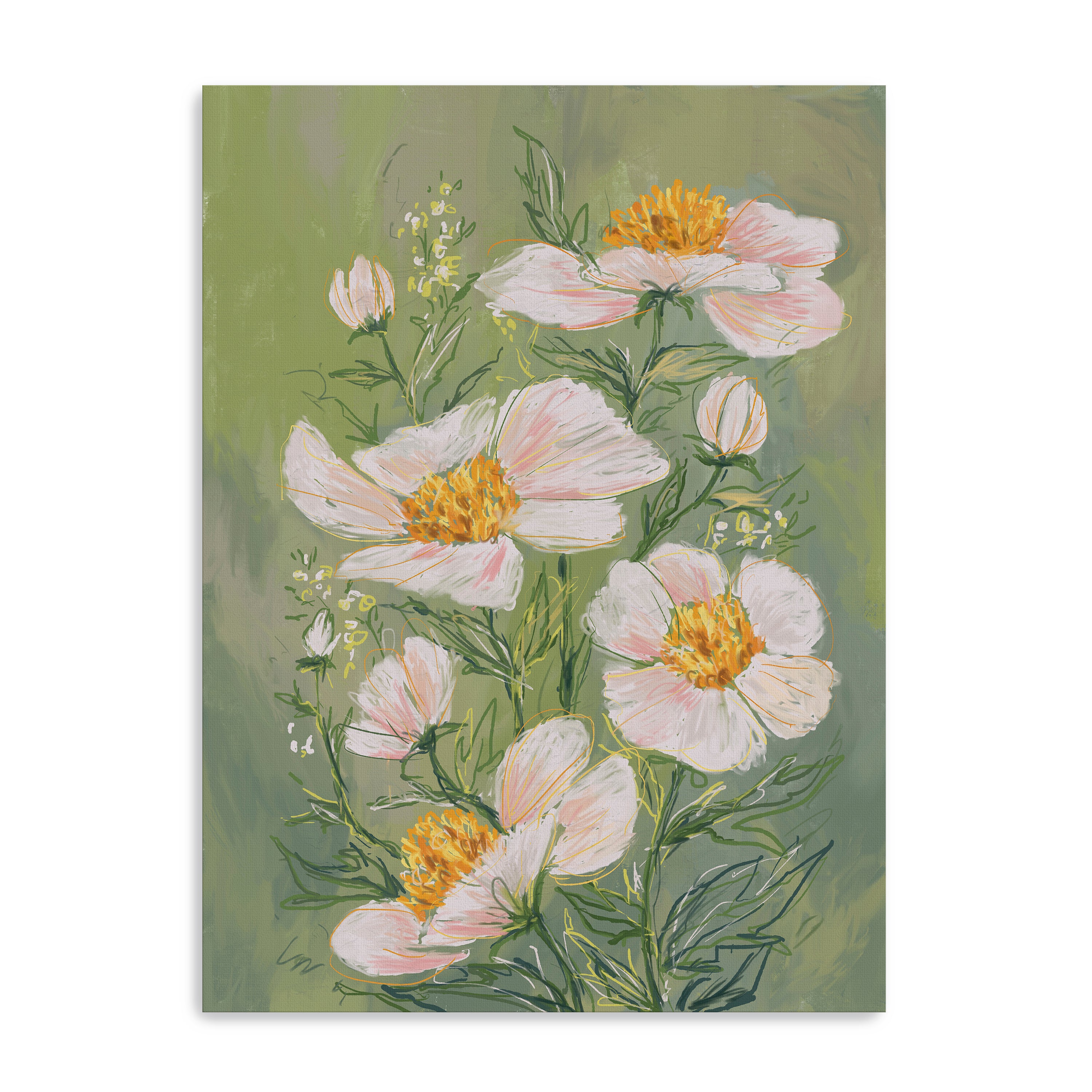 Idyllic Canvas Giclee, Green and Pink