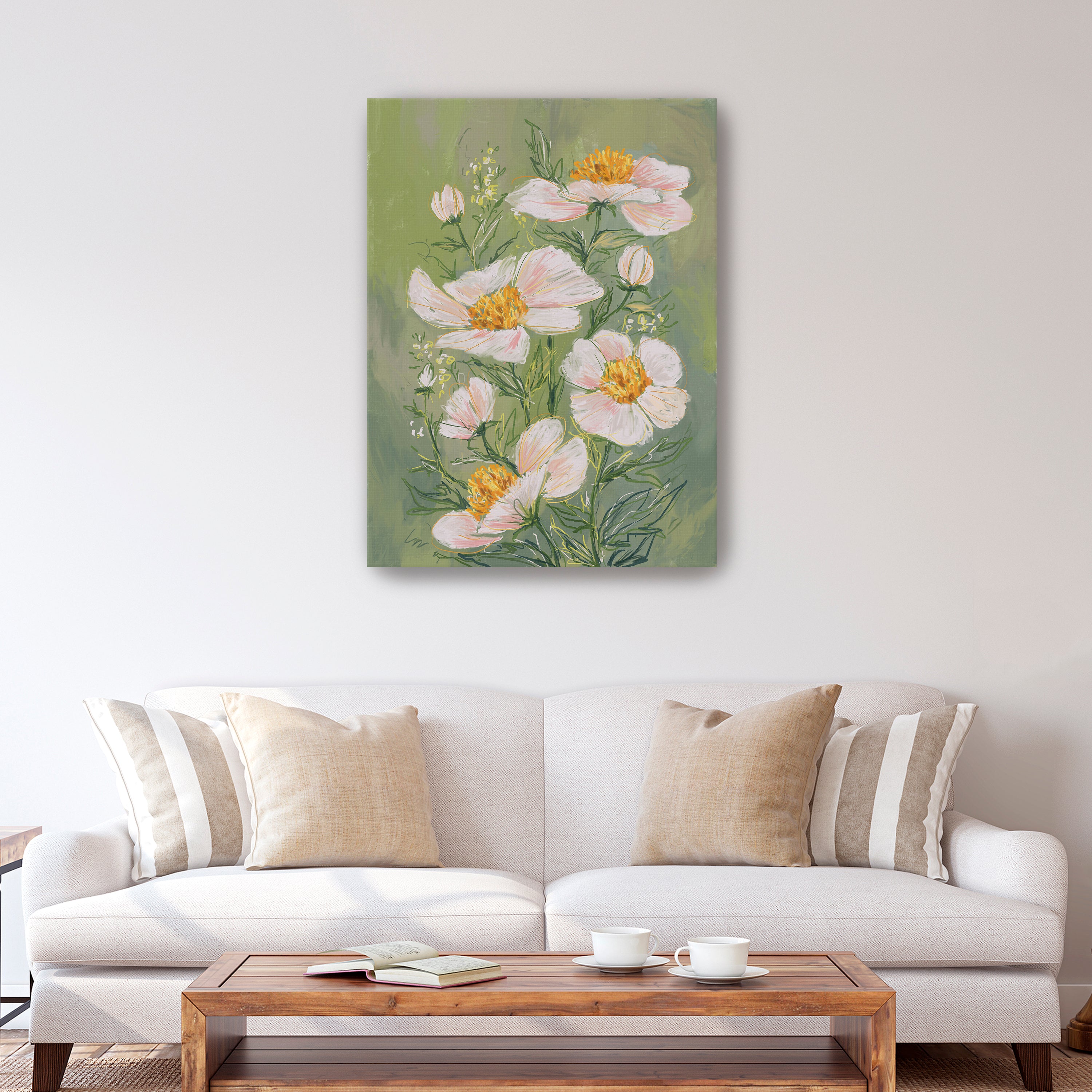 Idyllic Canvas Giclee, Green and Pink