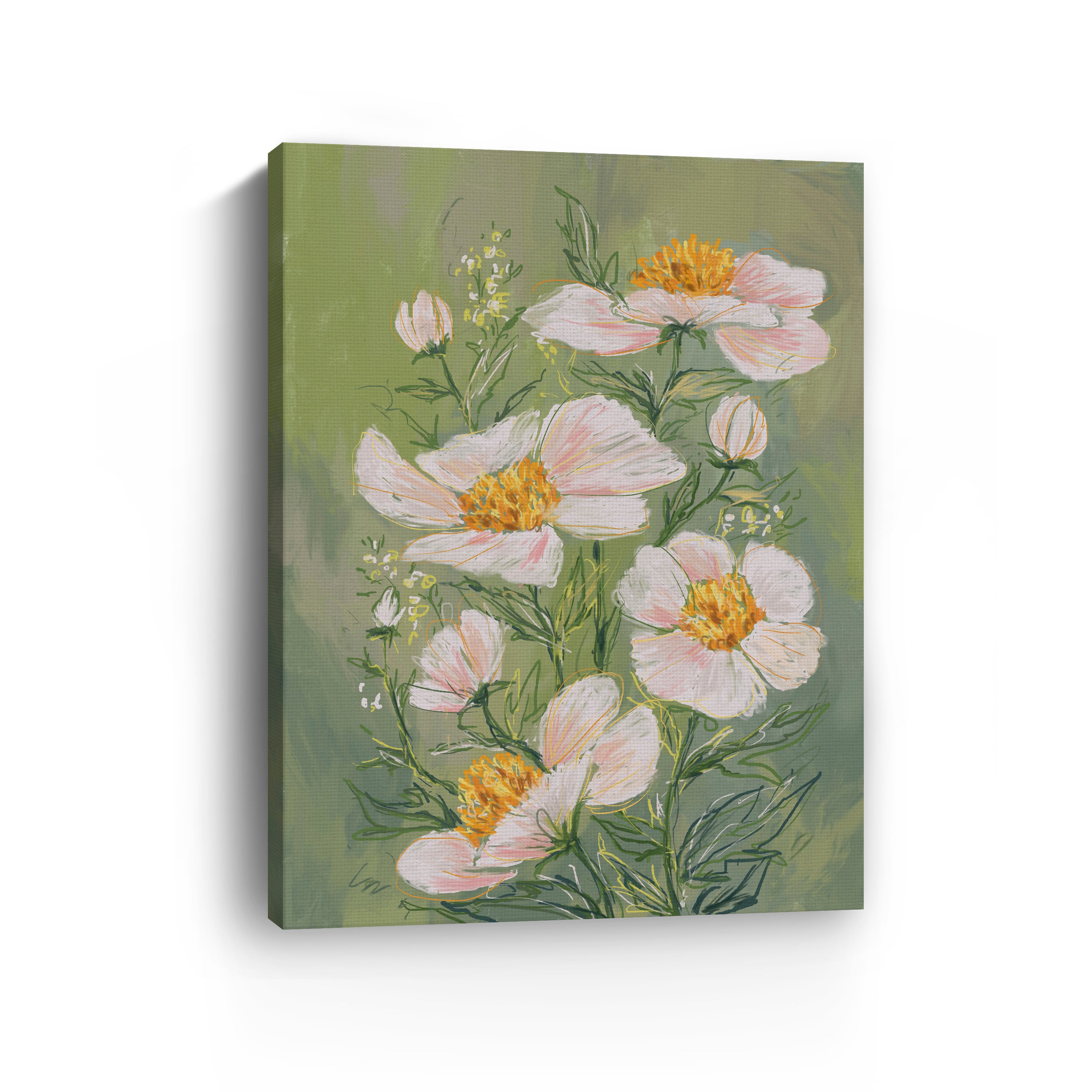 Idyllic Canvas Giclee, Green and Pink