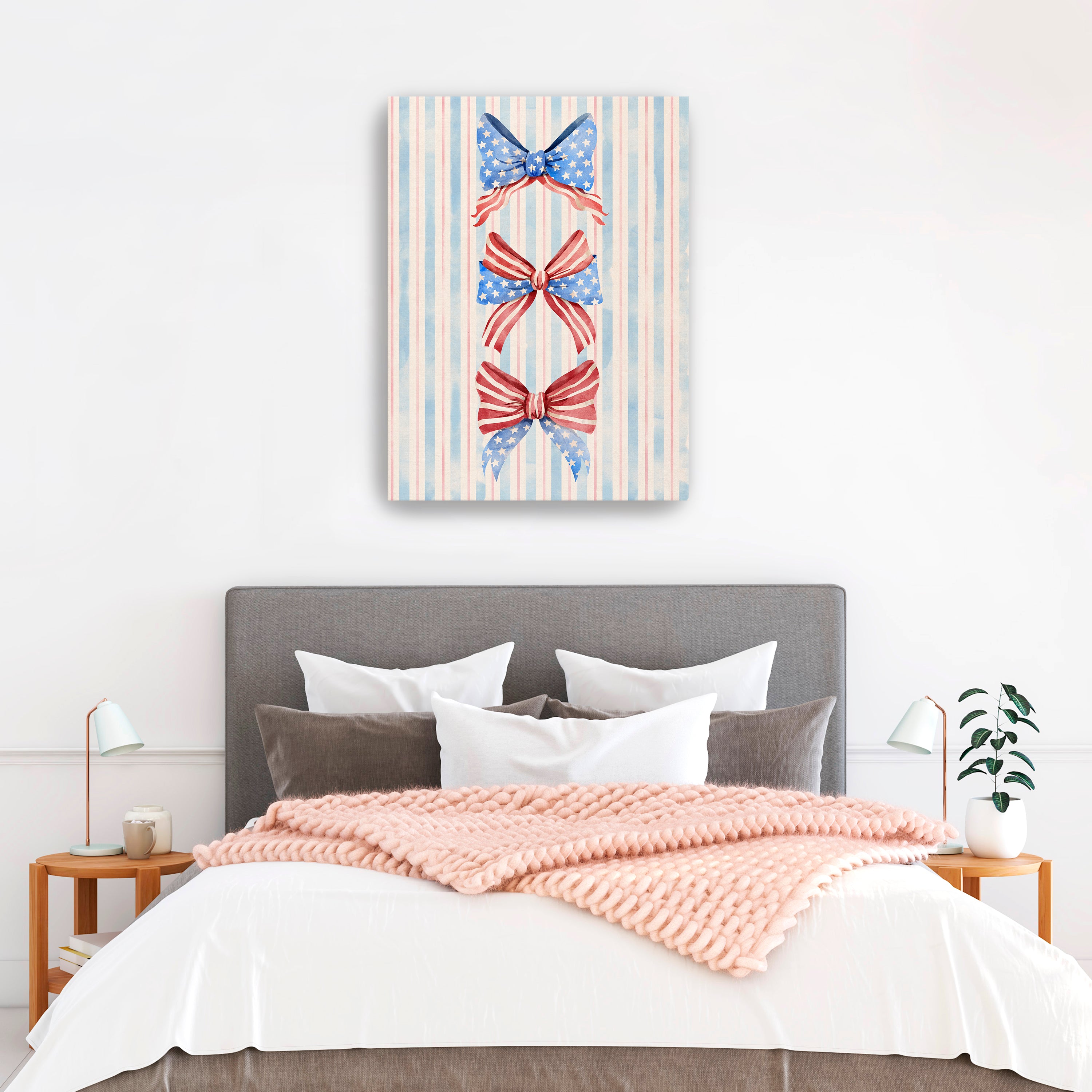 Patriotic Bows Canvas Giclee