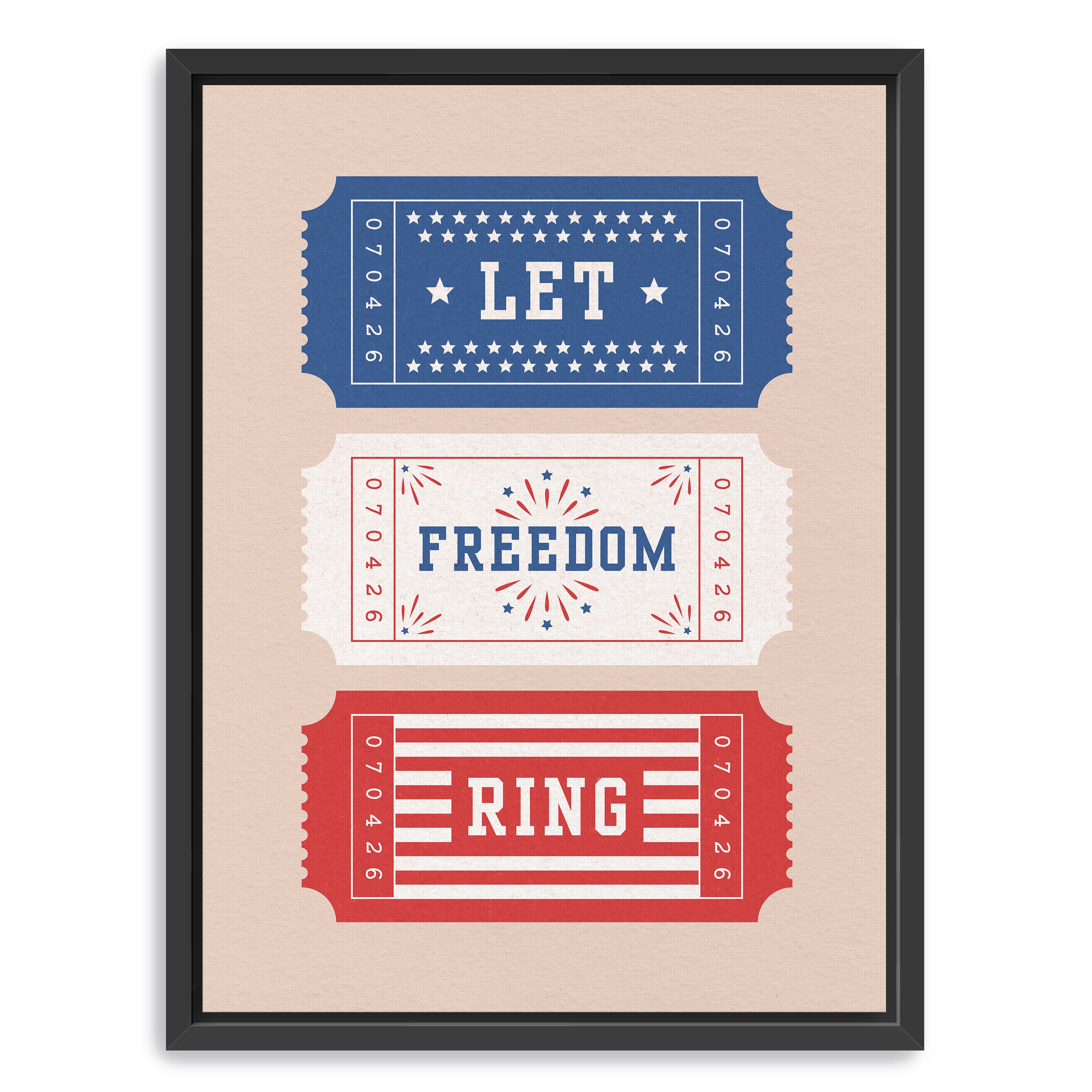Patriotic Tickets Canvas Giclee