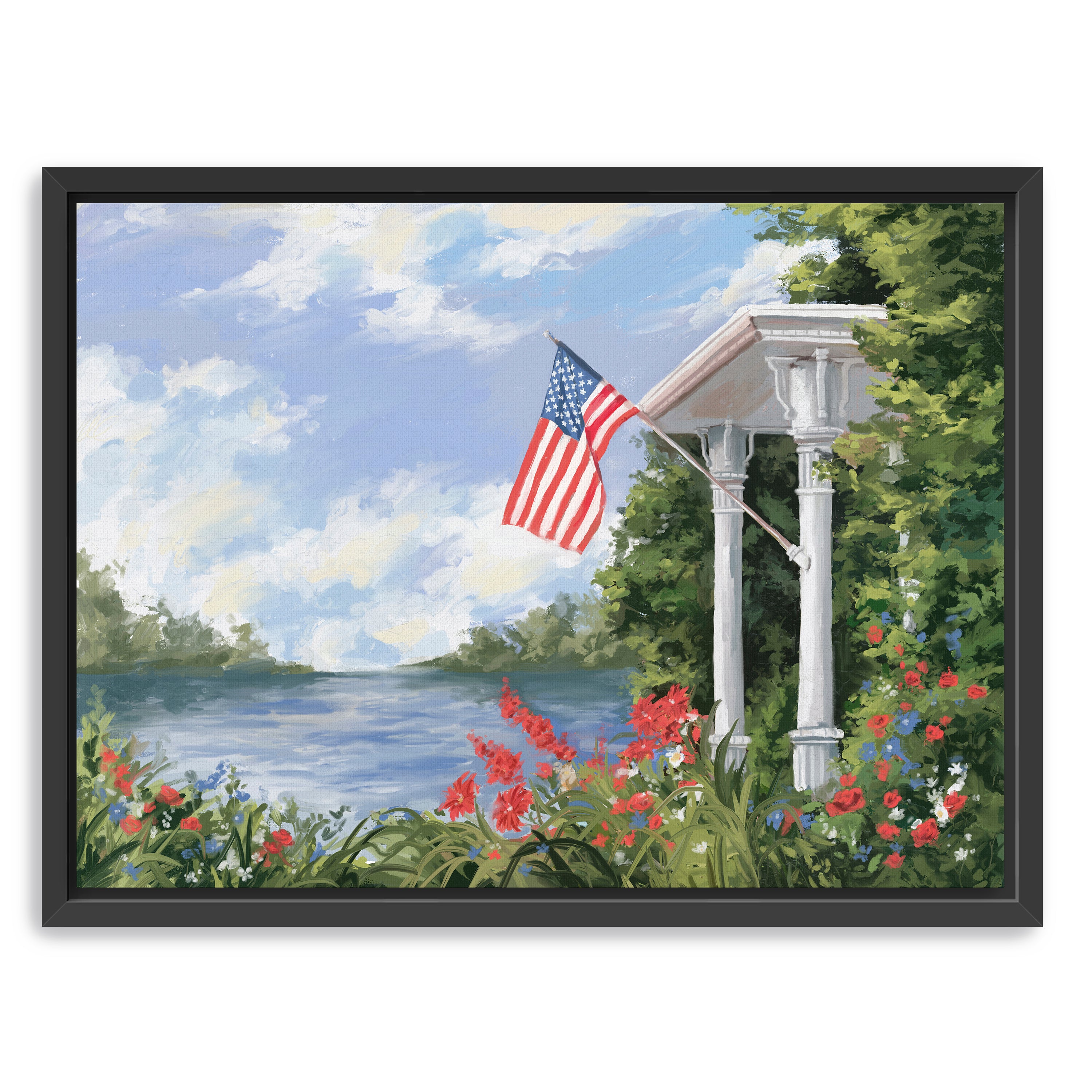 Freedom Canvas Giclee with Flag