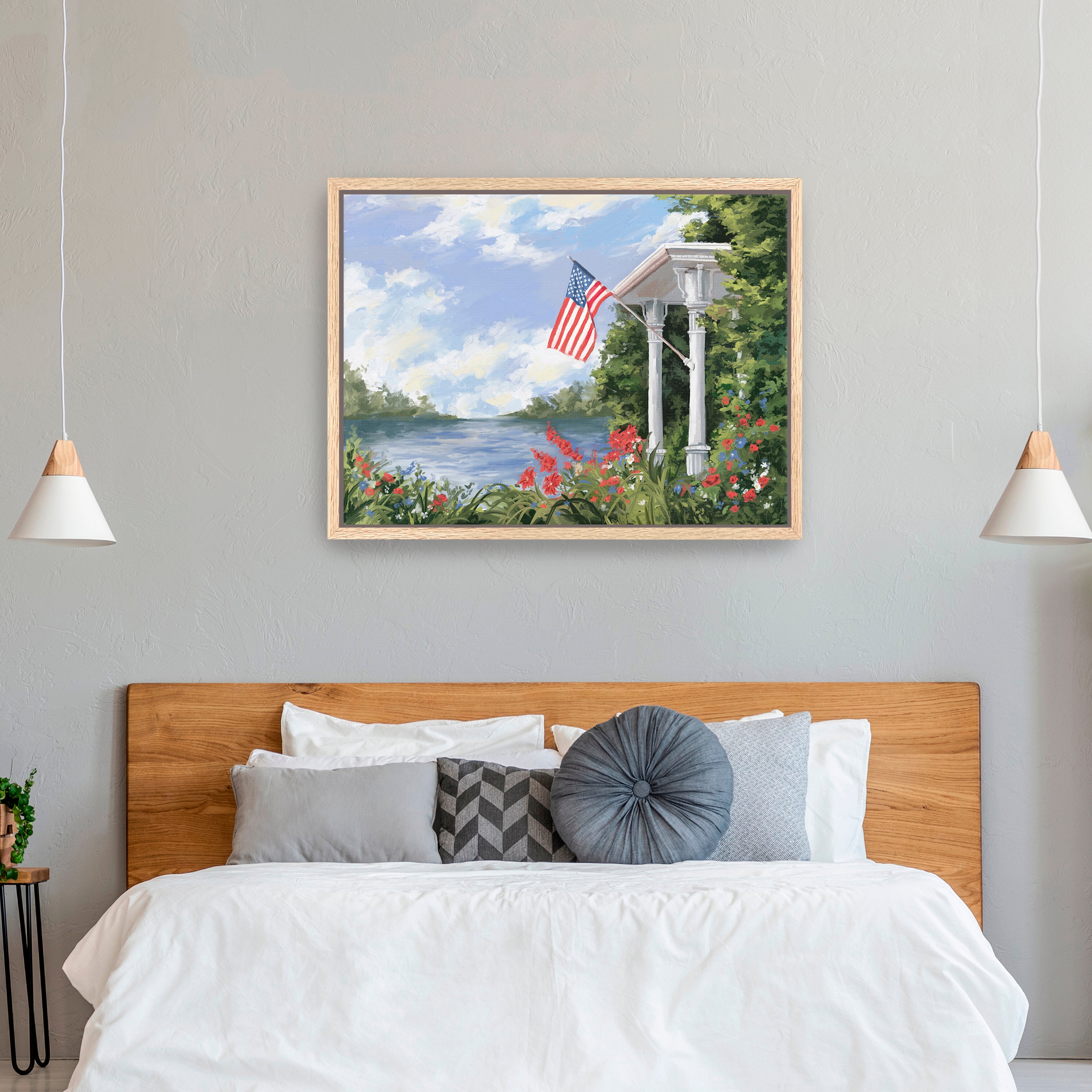 Freedom Canvas Giclee with Flag