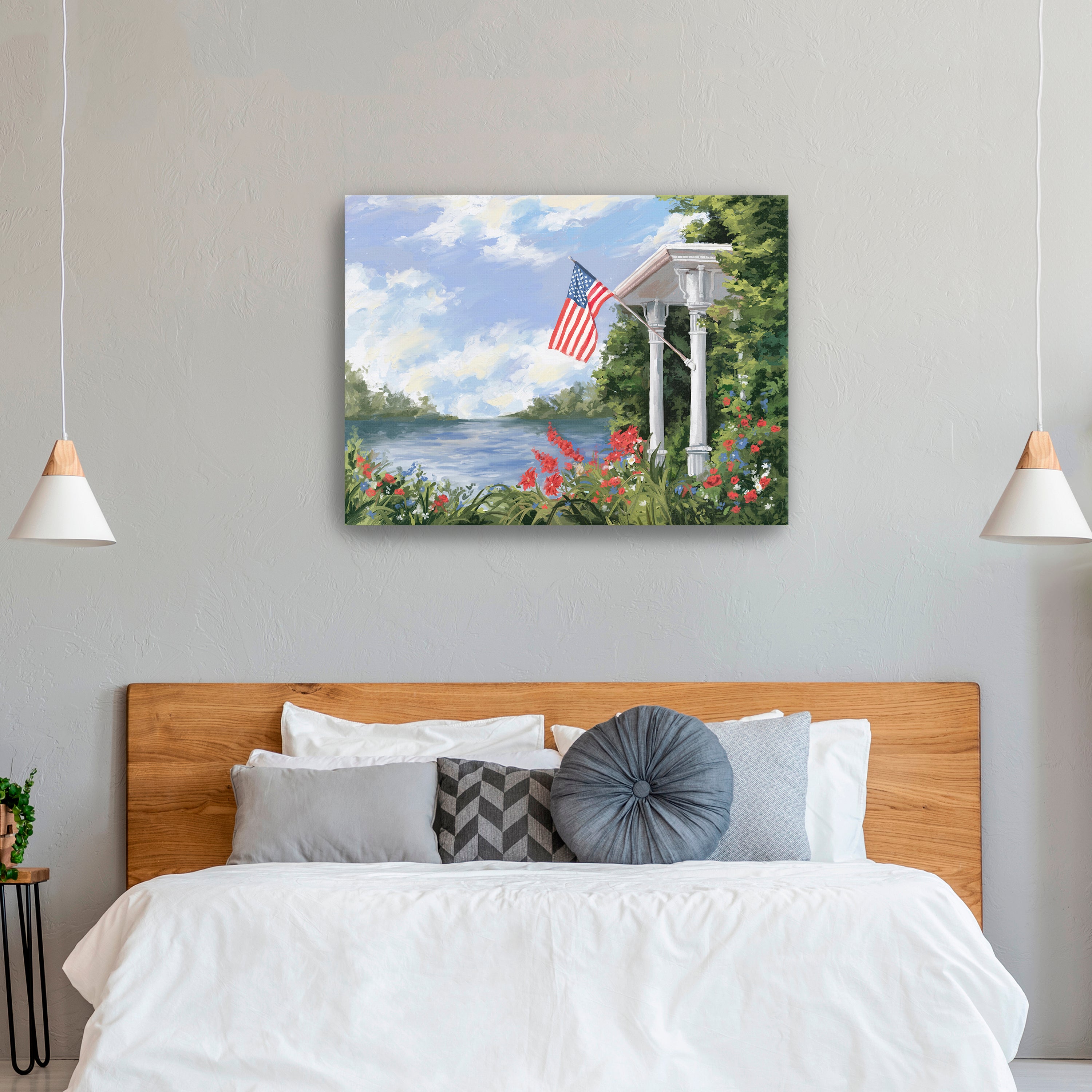 Freedom Canvas Giclee with Flag
