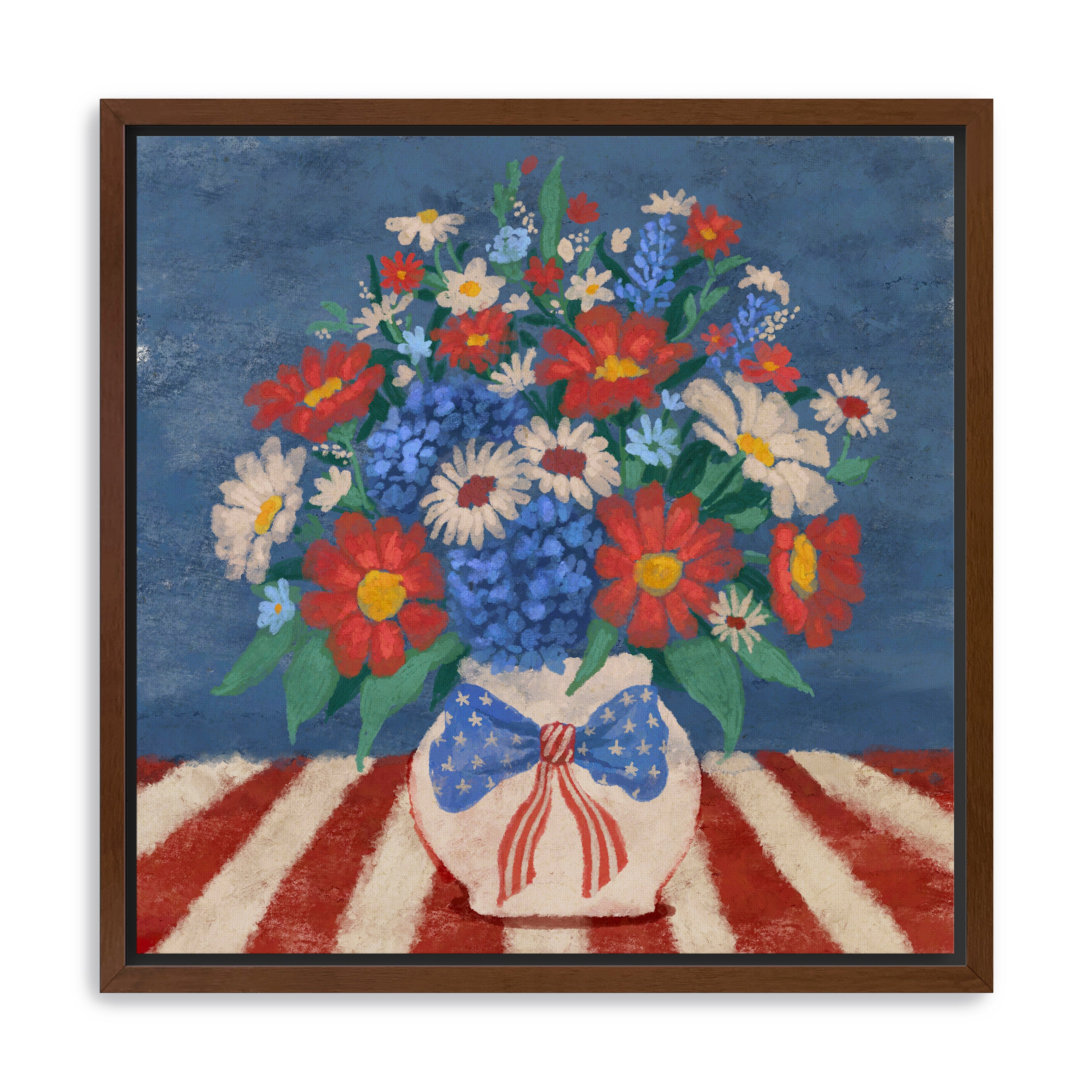 Patriotic Floral Canvas Giclee, Red/White/Blue