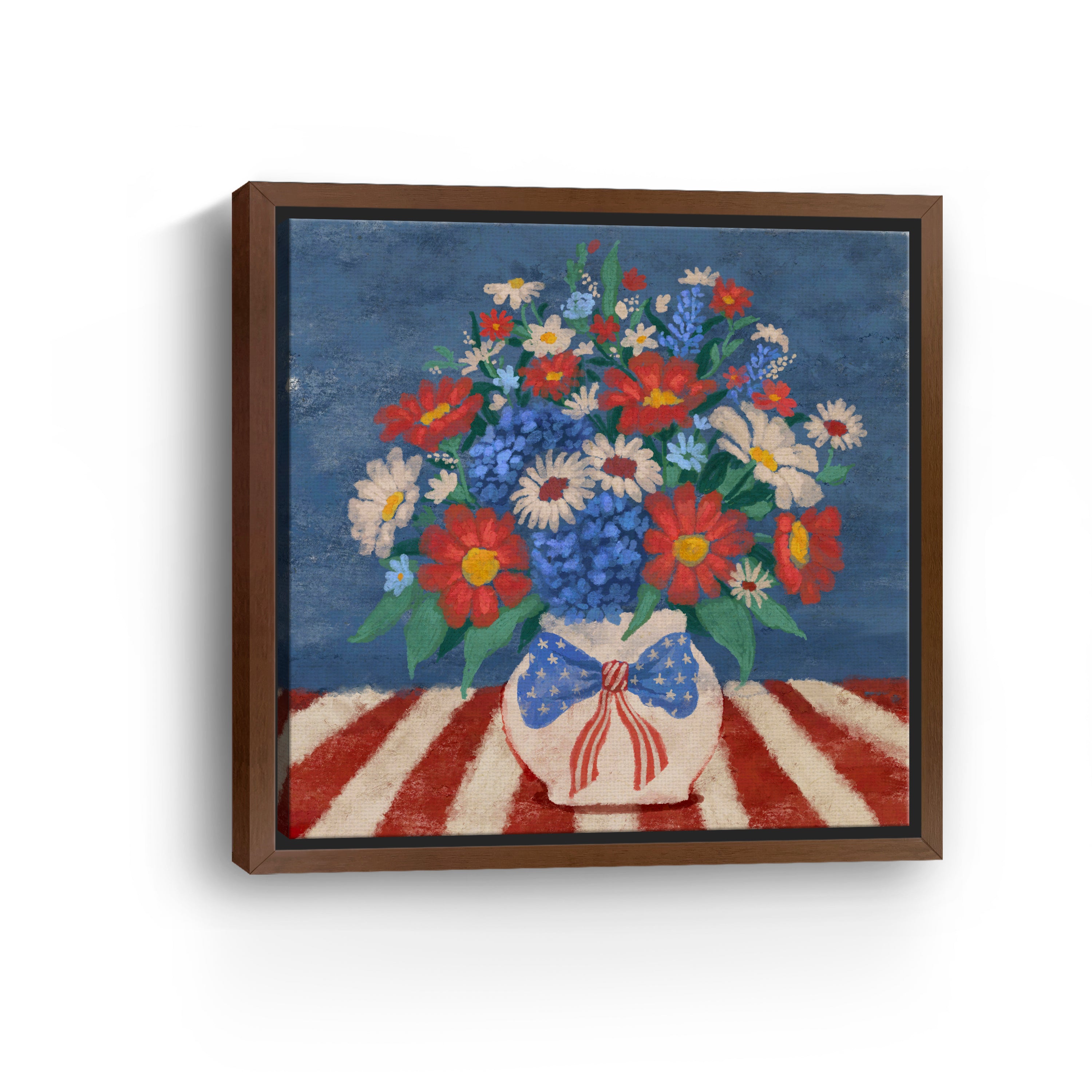 Patriotic Floral Canvas Giclee, Red/White/Blue