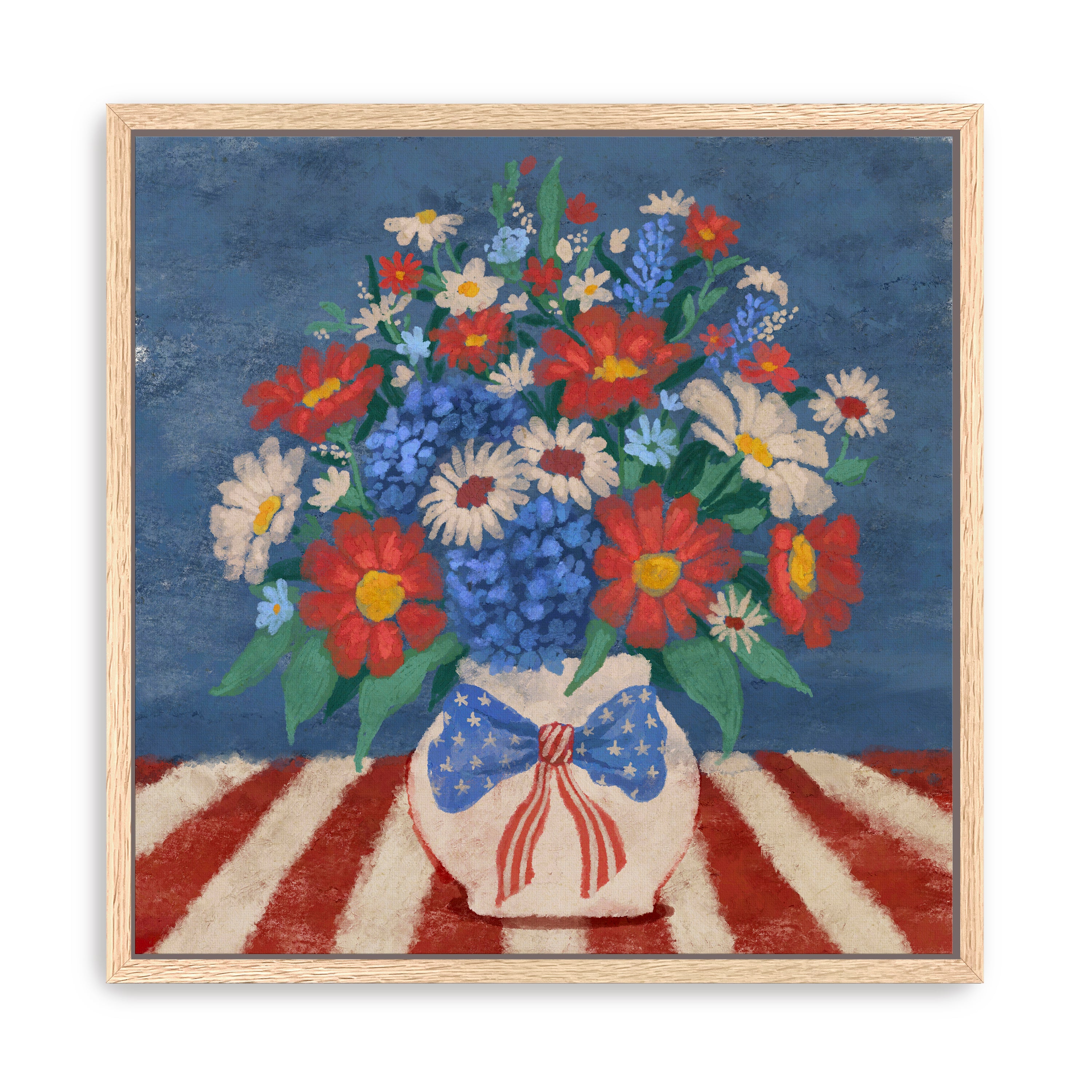 Patriotic Floral Canvas Giclee, Red/White/Blue