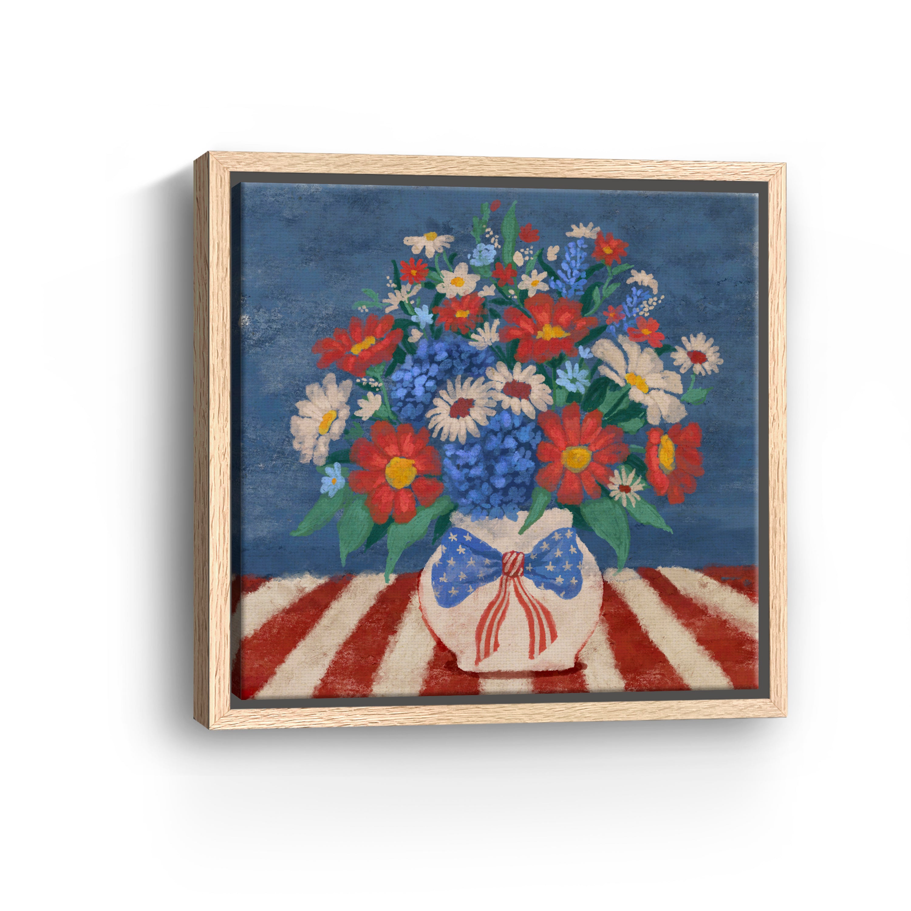 Patriotic Floral Canvas Giclee, Red/White/Blue