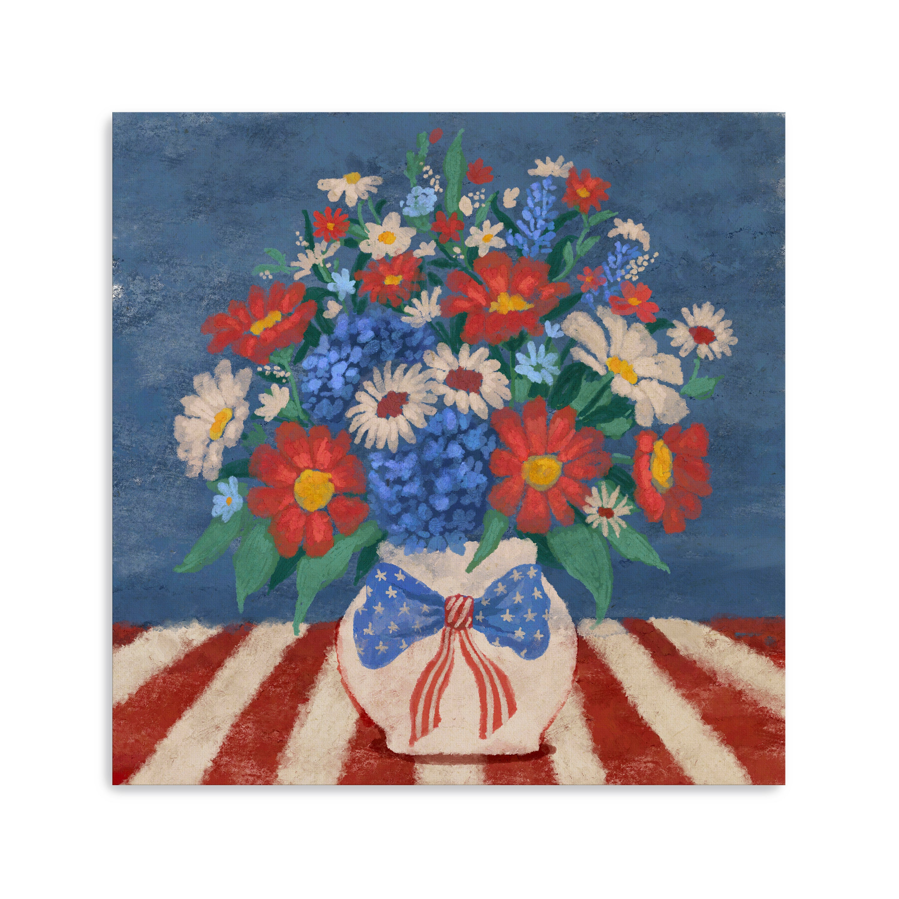 Patriotic Floral Canvas Giclee, Red/White/Blue
