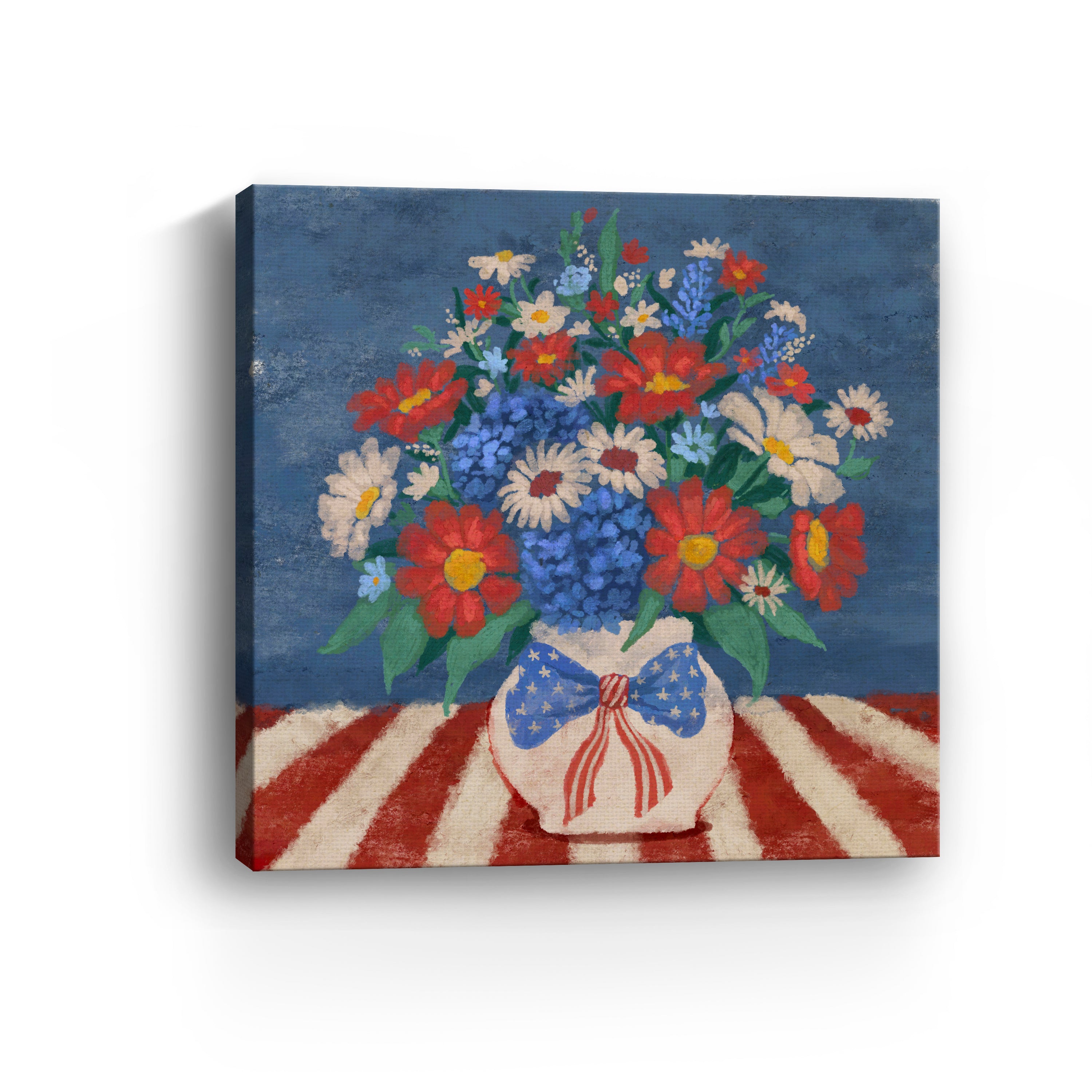 Patriotic Floral Canvas Giclee, Red/White/Blue