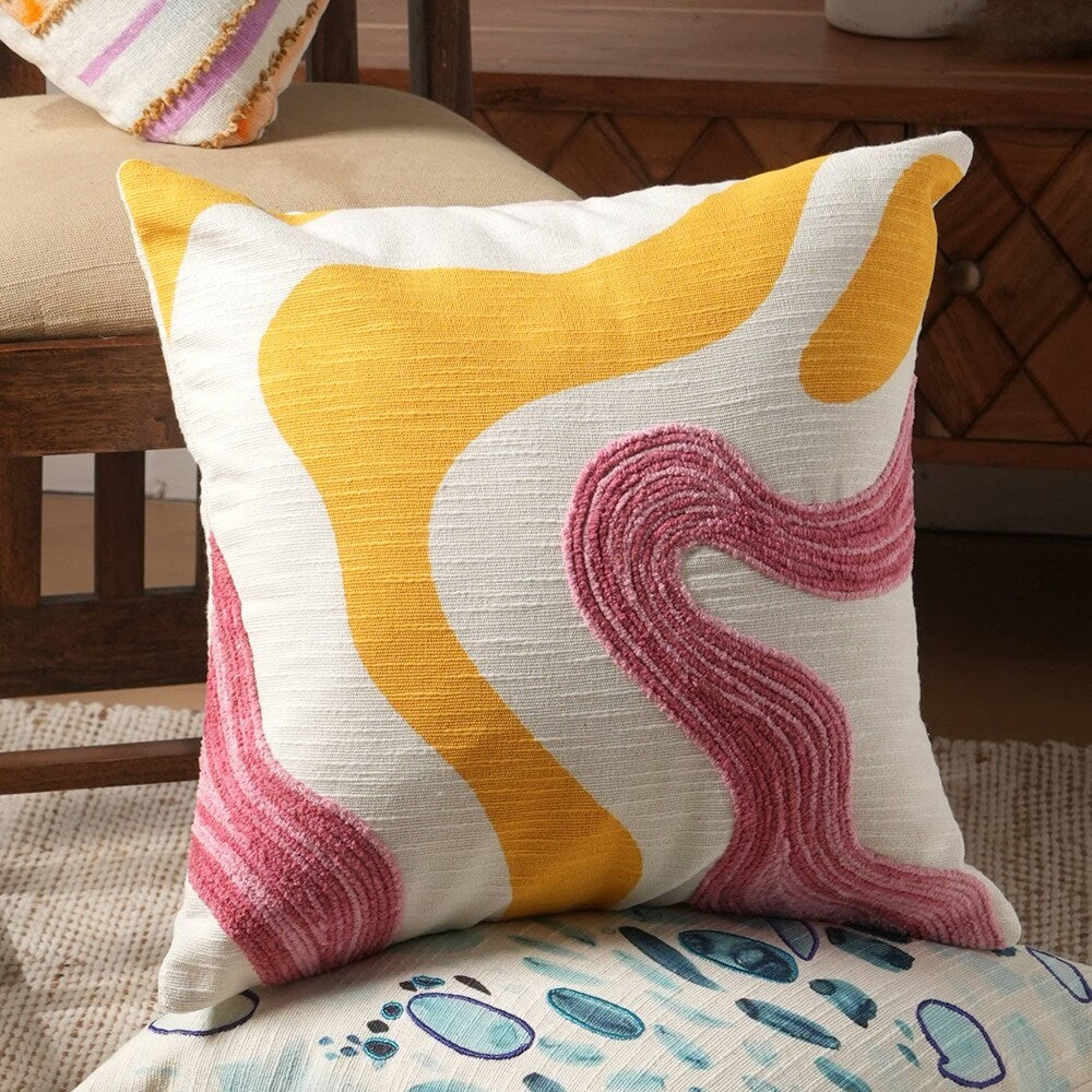 Mod Vibe Printed & Embroidered Pillow