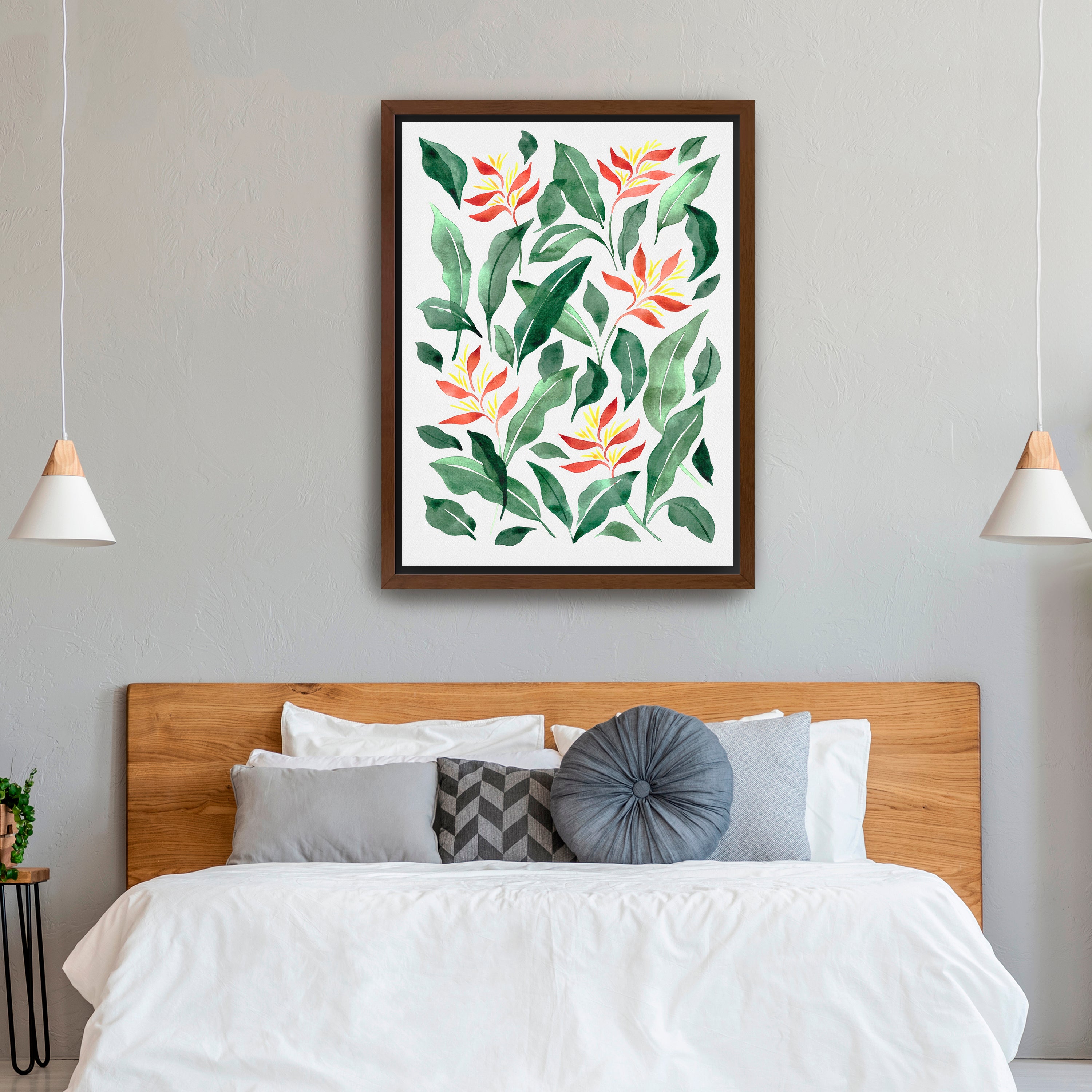 Parakeet Flower Canvas Giclee