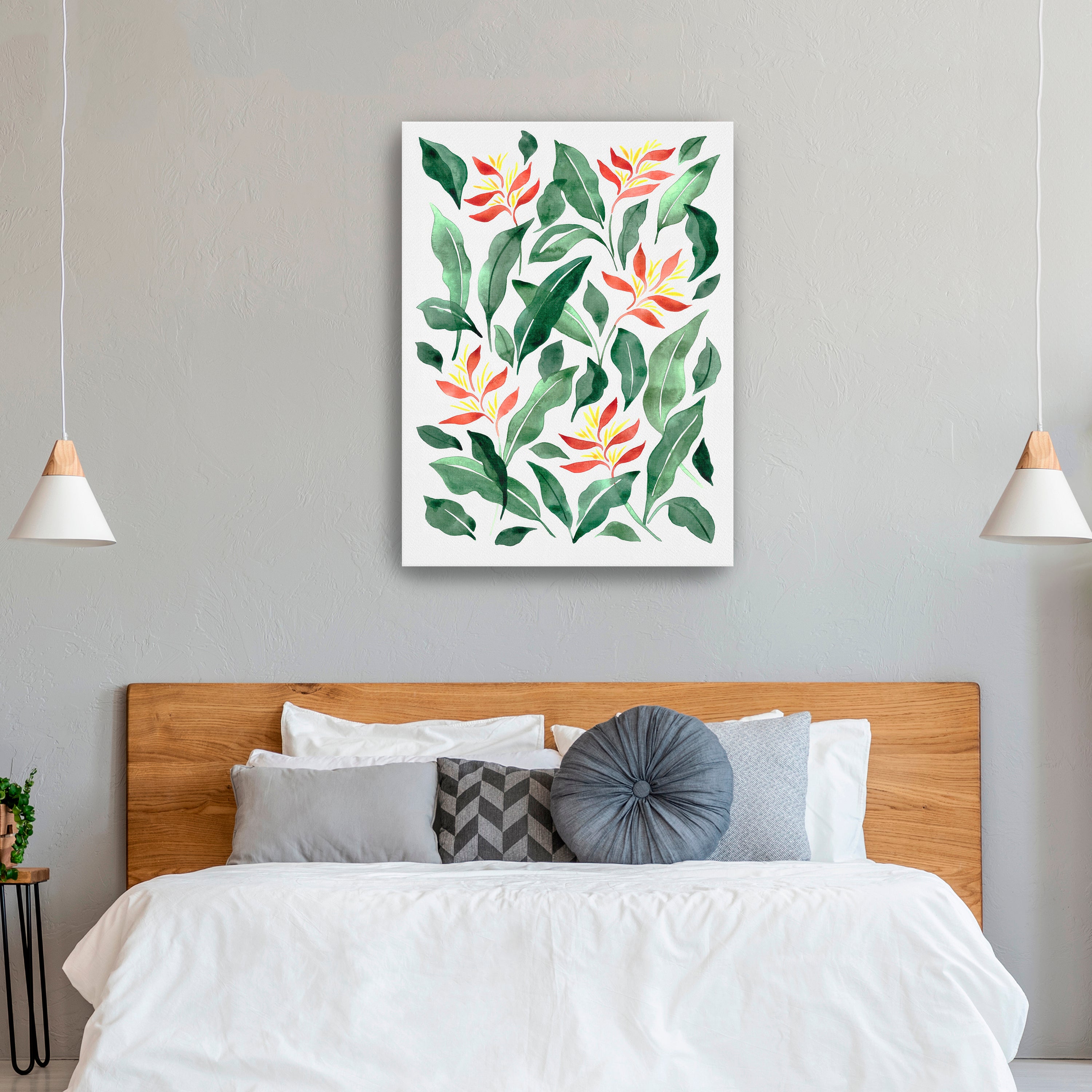 Parakeet Flower Canvas Giclee