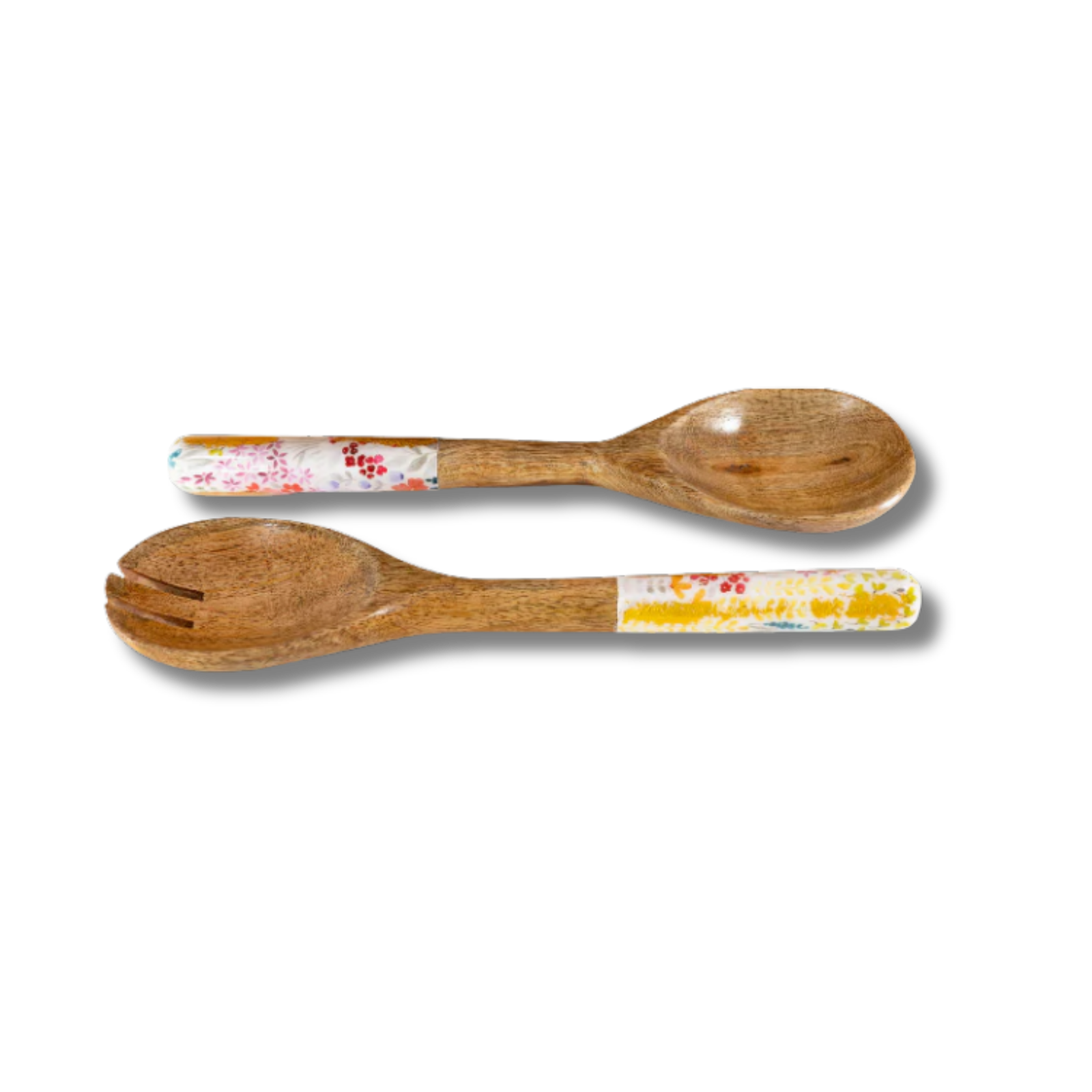 Jeanne Fitz Large Floral Gold Foil Bowl and Salad Servers Set