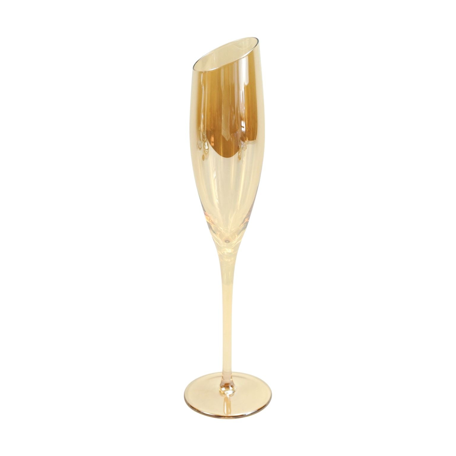 Slant Collection Champagne Glasses, Set of 2, Gold