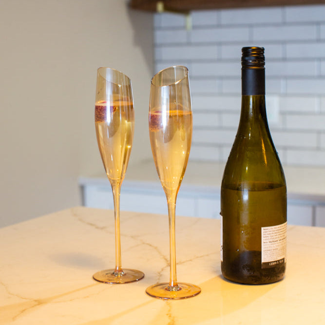 Slant Collection Champagne Glasses, Set of 2, Gold