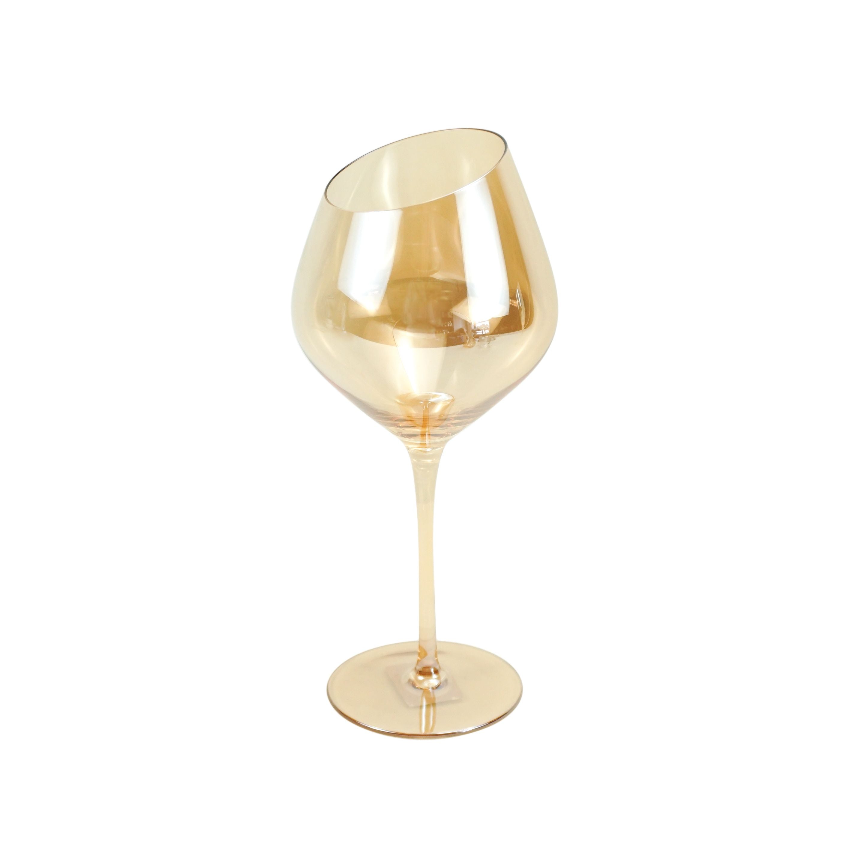 Slant Collection Gold Luster Wine Glasses, Set of 2