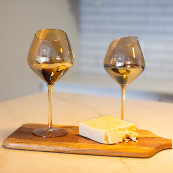 Slant Collection Gold Luster Wine Glasses, Set of 2