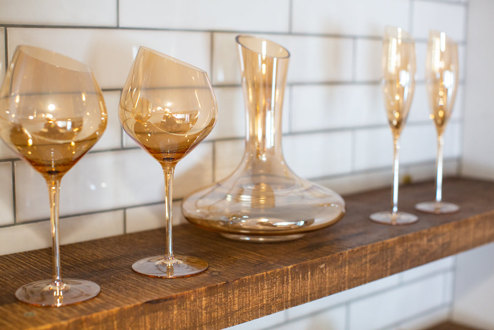 Slant Collection Gold Luster Wine Glasses, Set of 2
