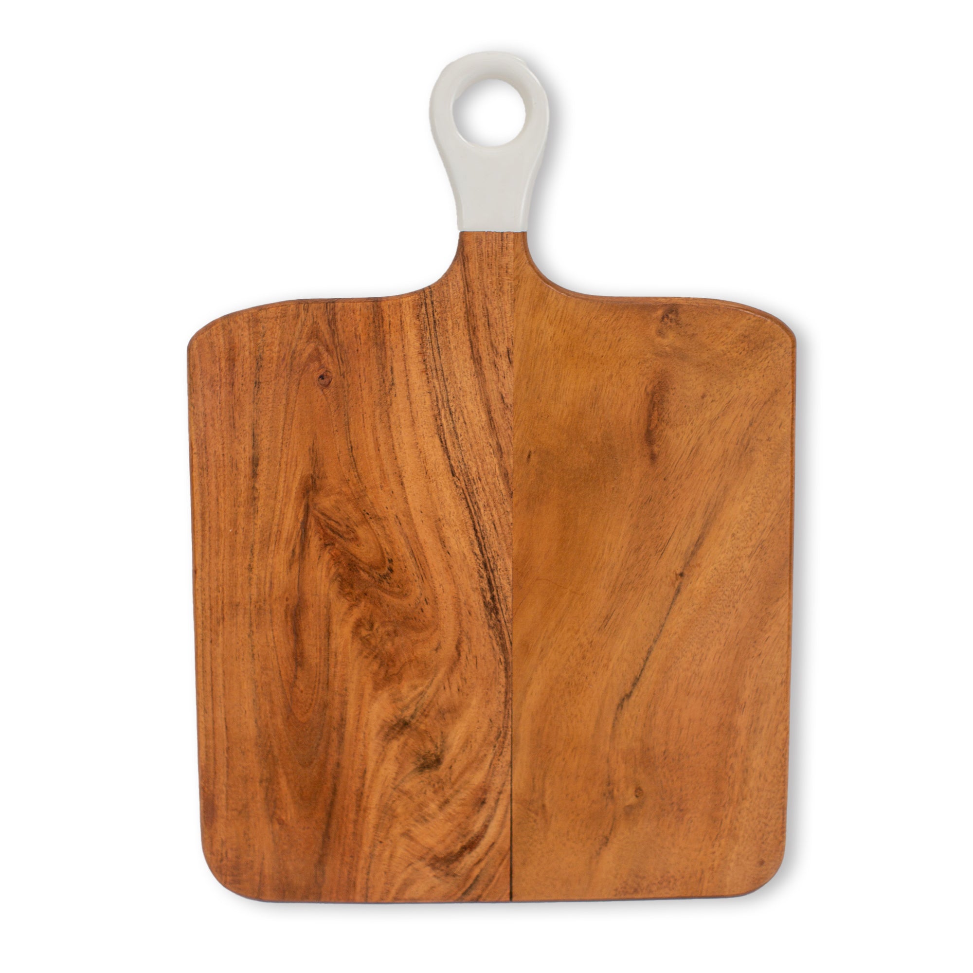 Wood + White Collection Acacia Wood Square Charcuterie Board, Medium