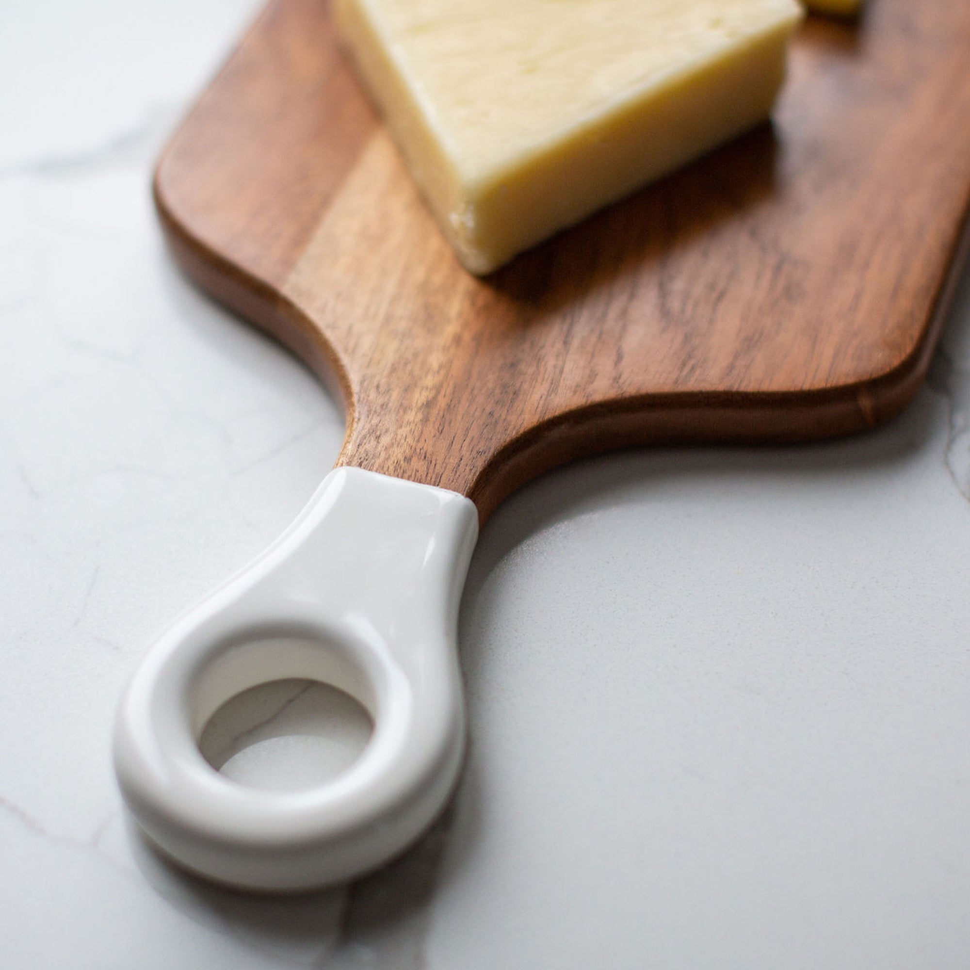 Wood + White Collection Acacia Wood Rectangle Charcuterie Board