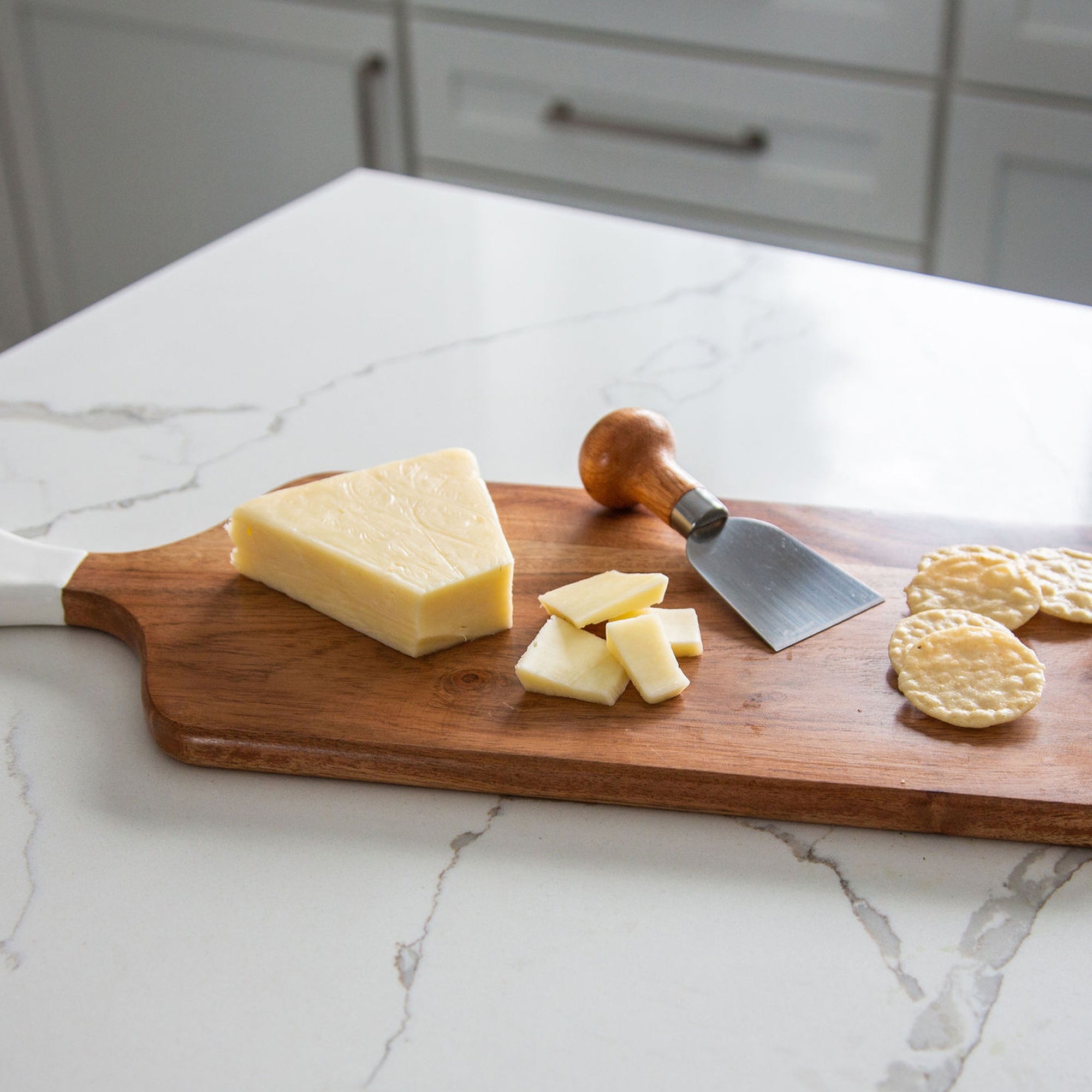 Wood + White Collection Acacia Wood Rectangle Charcuterie Board